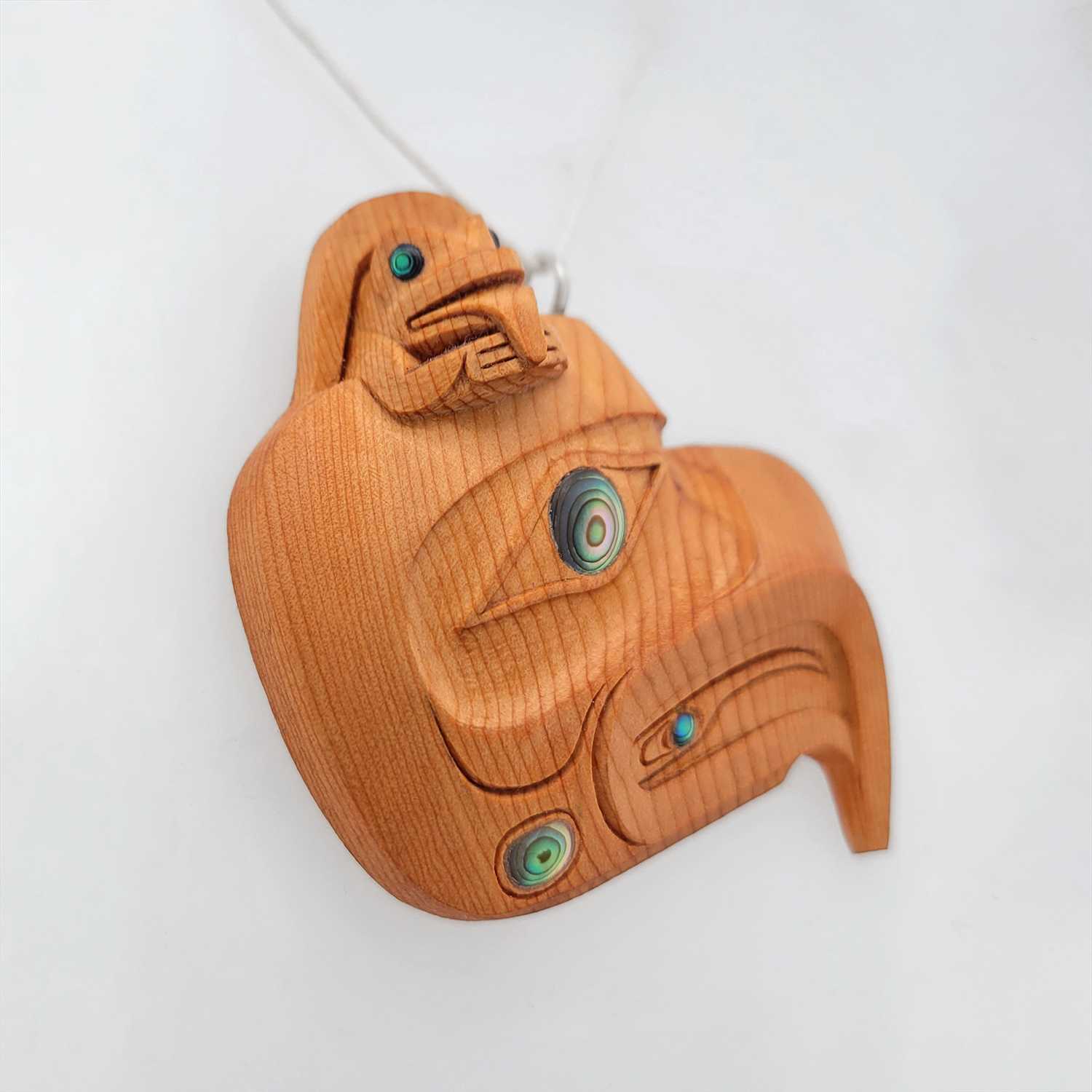 Yew Eagle and Frog Pendant by Haida artist Ron Russ