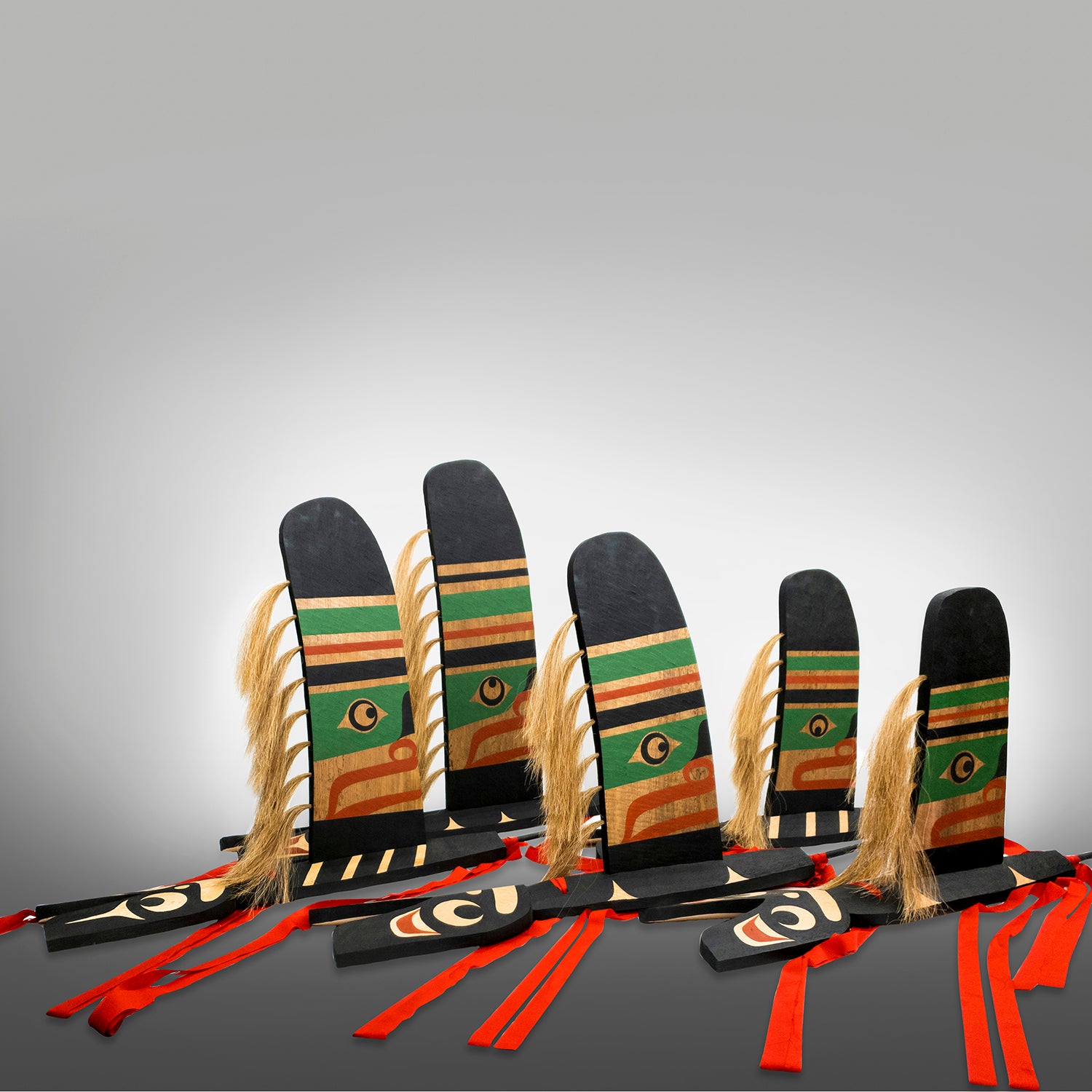 First Nations Orca or Killer Whale Fins by Kwakwaka'wakw Master Carver Calvin Hunt