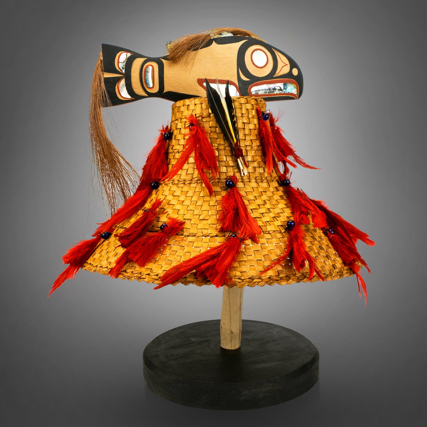 Raven Woven Cedar Hat by Kwagul Master Carver Calvin Hunt