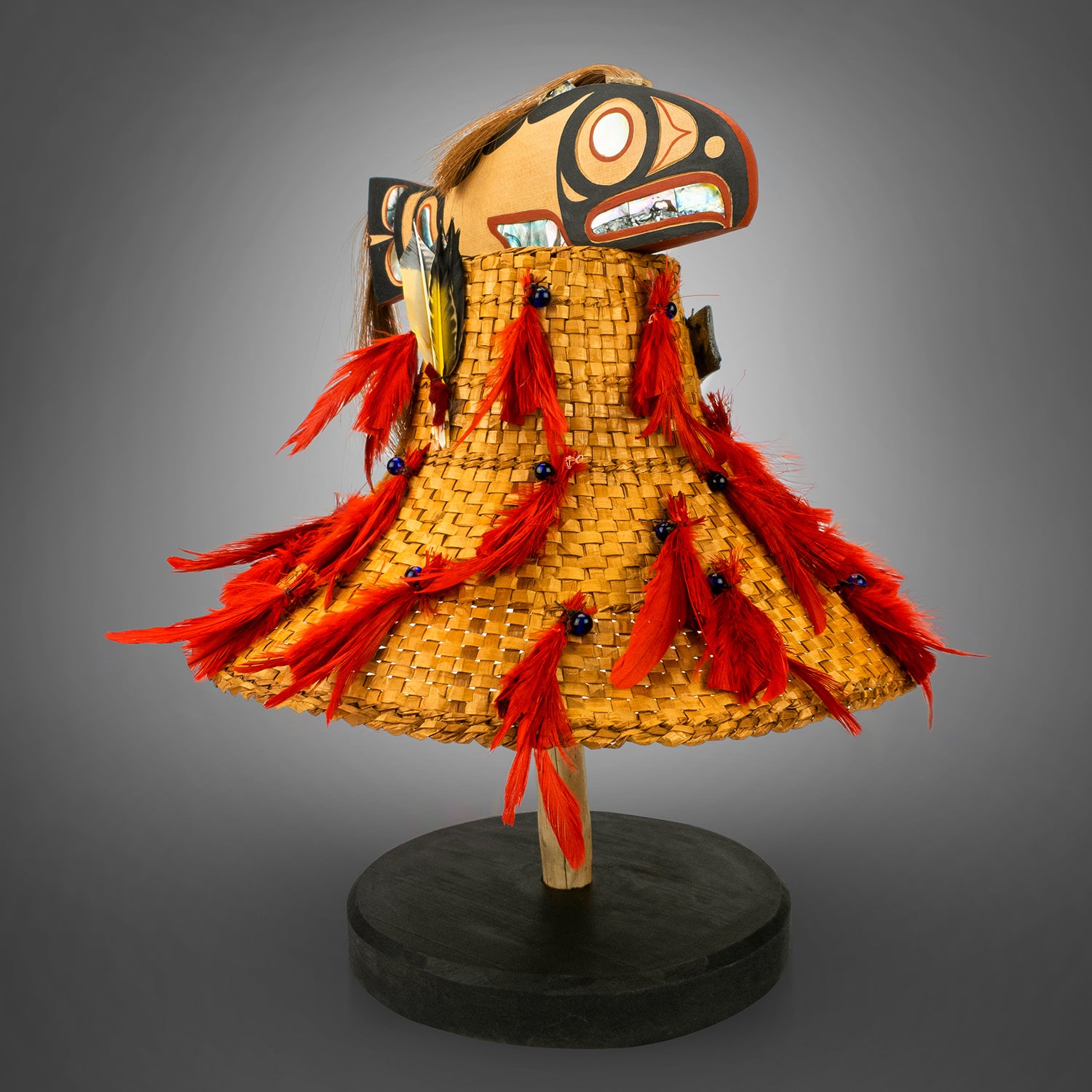 Salmon Woven Cedar Hat by Kwagul Master Carver Calvin Hunt