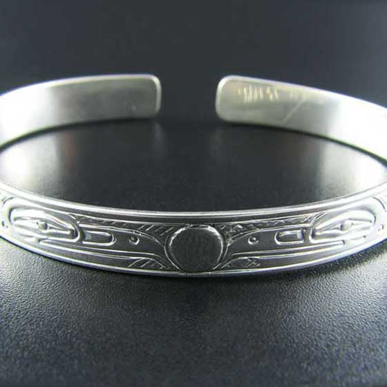 Haida Raven Small Silver Bracelet
