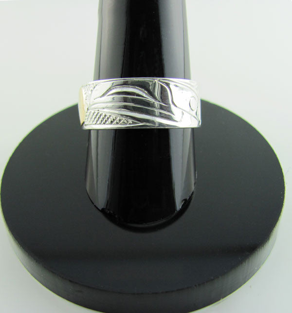 Haida Raven Steals the Moon Ring in Silver and Gold