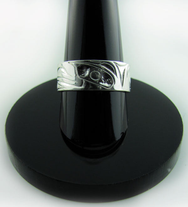 Haida Raven Steals the Moon Ring in Silver and Gold