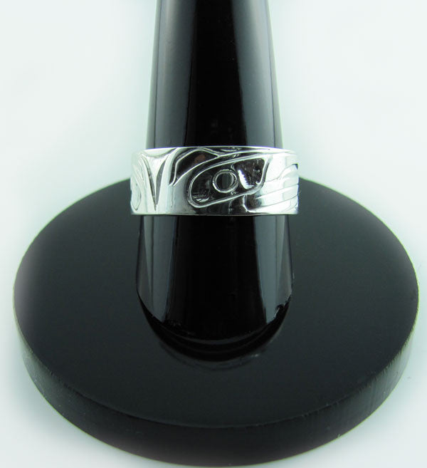Haida Raven Steals the Moon Ring in Silver and Gold