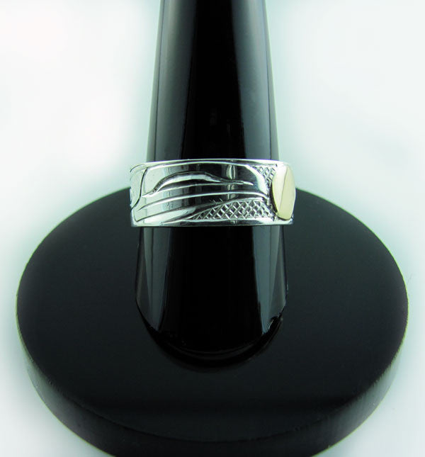 Haida Raven Steals the Moon Ring in Silver and Gold