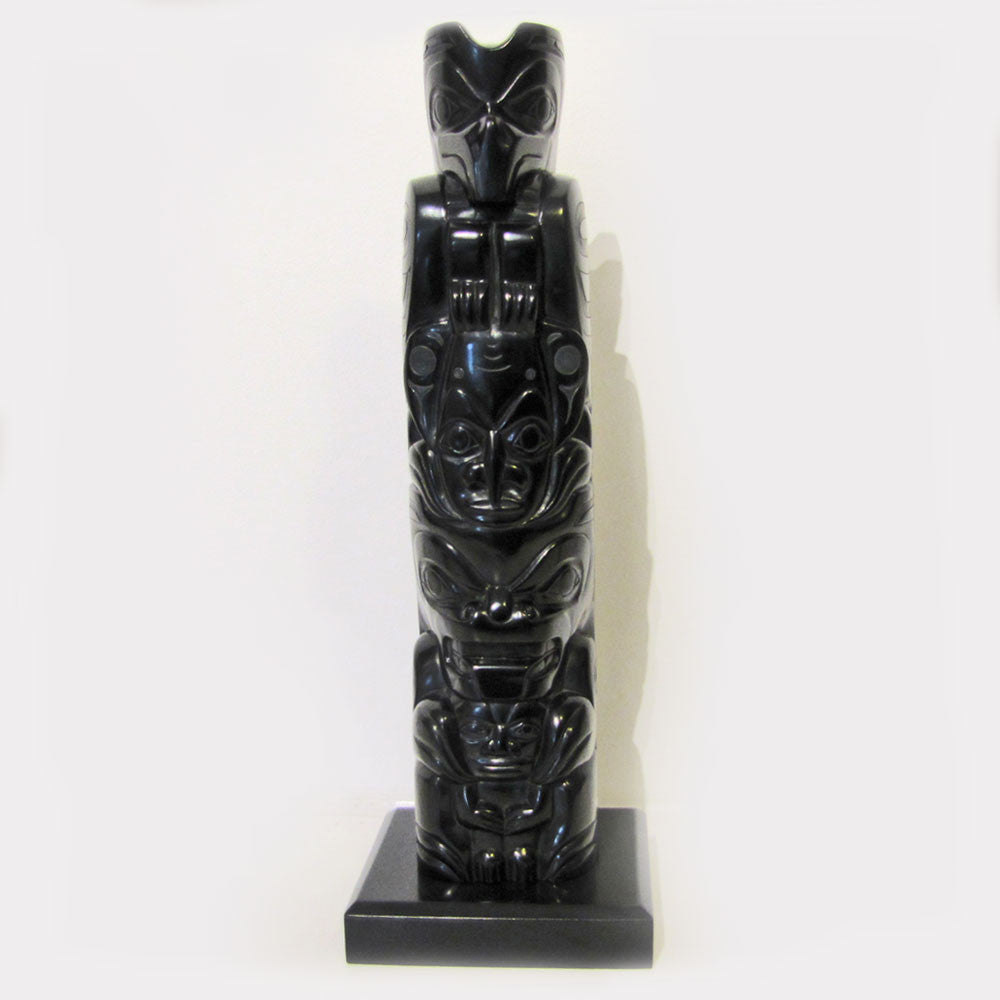 Argillite Crest Totem Pole by Haida carver Gryn White