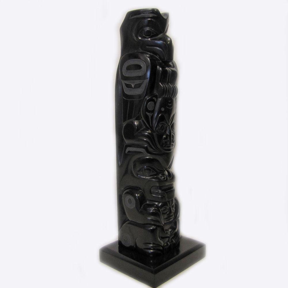 Argillite Crest Totem Pole by Haida carver Gryn White