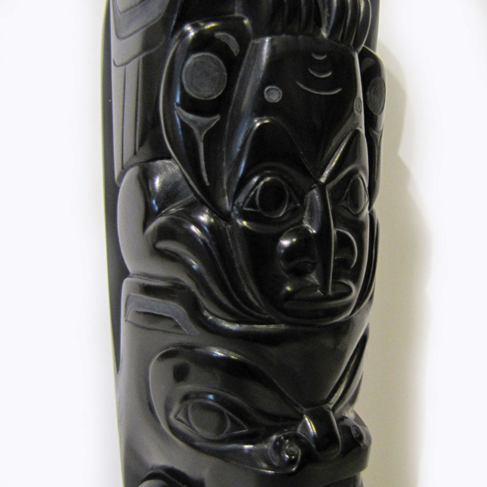 Argillite Crest Totem Pole by Haida carver Gryn White