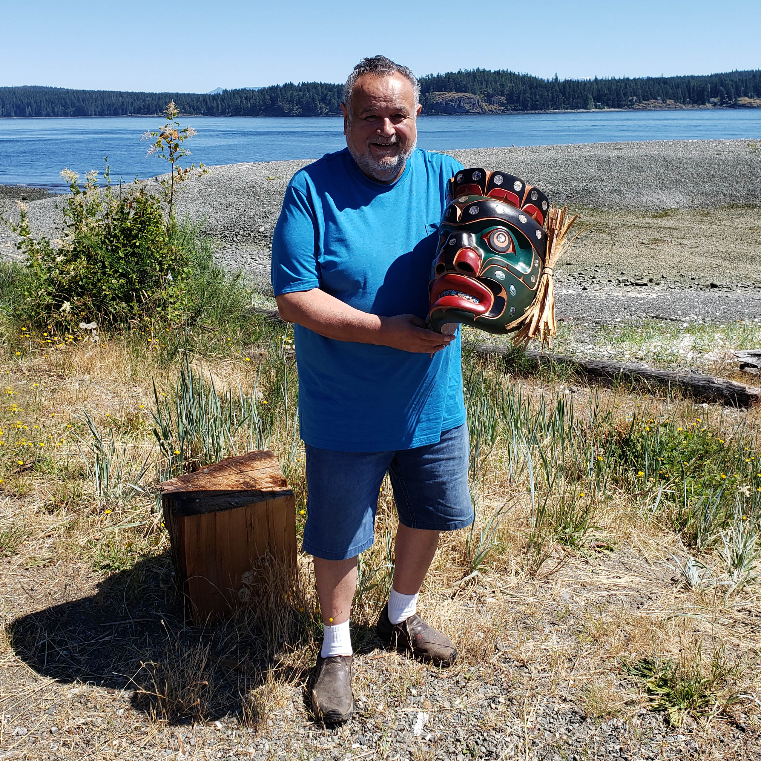 Kwakwaka'wakw Master Carver Bill Henderson with Chief of the Undersea Mask