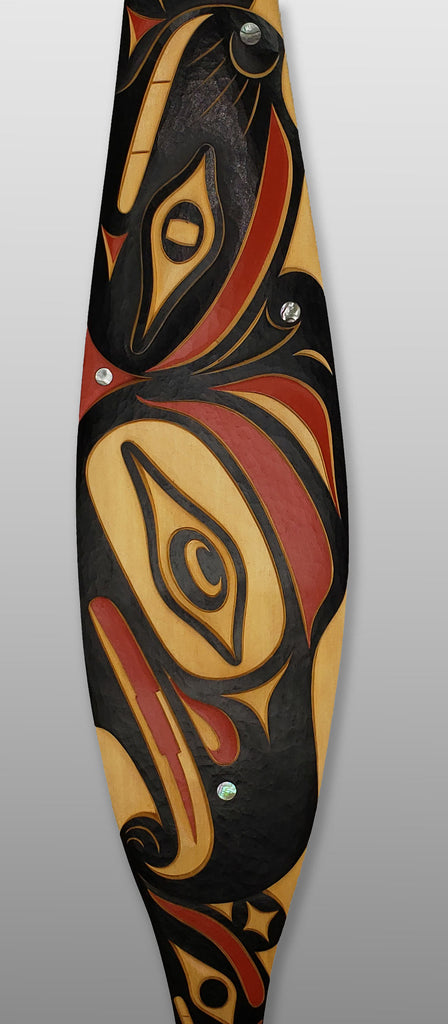 Double-sided Thunderbird and Lightning Snake Paddle by Nuu-chah-nulth carver Joshua Prescott