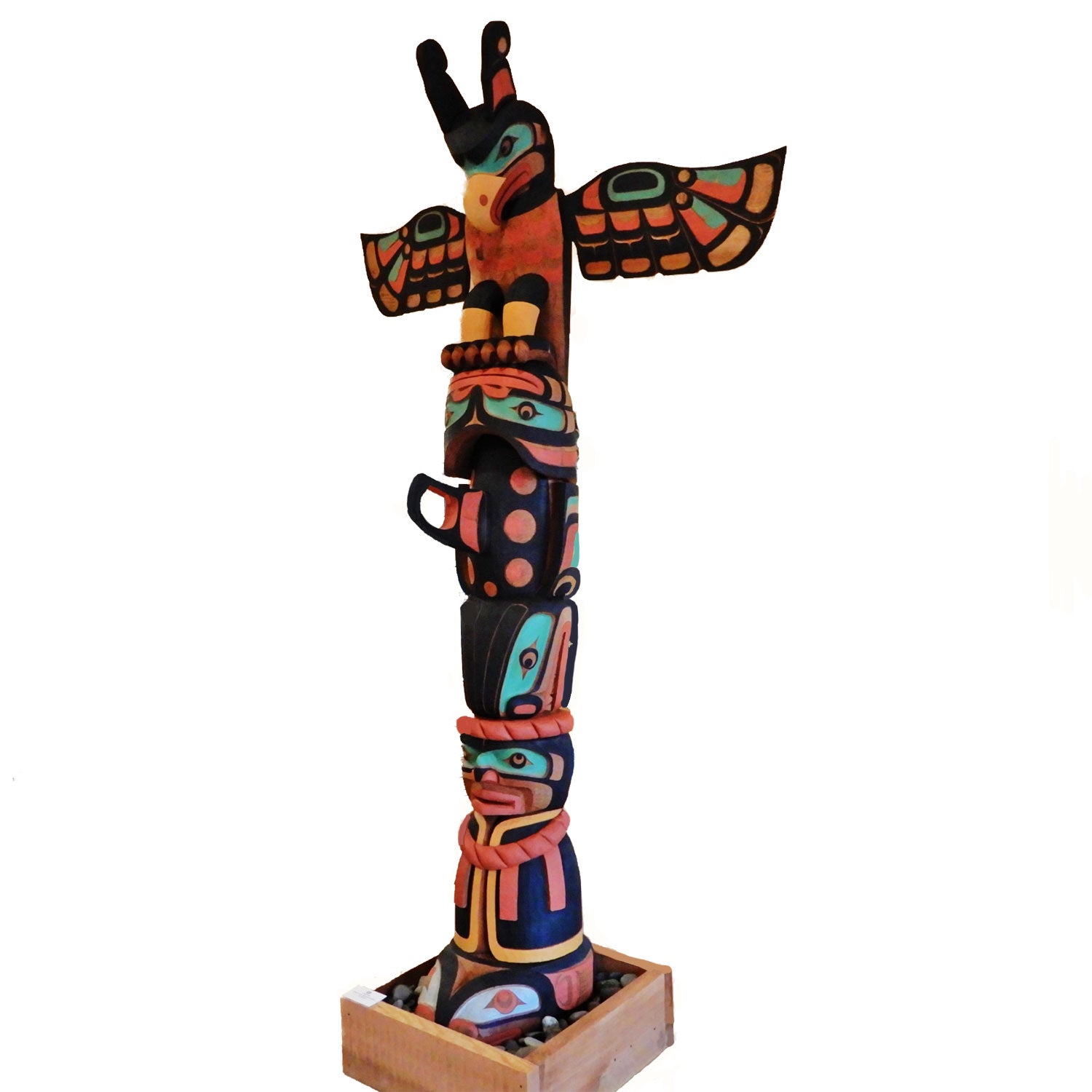 Thunderbird, Orca and Chief Totem Pole by Kwakwaka'wakw Master Carver Calvin Hunt