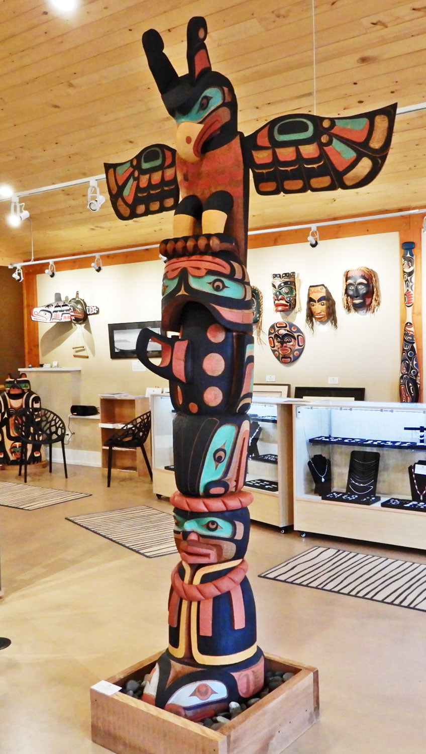 Thunderbird, Orca and Chief Totem Pole by Kwakwaka'wakw Master Carver Calvin Hunt