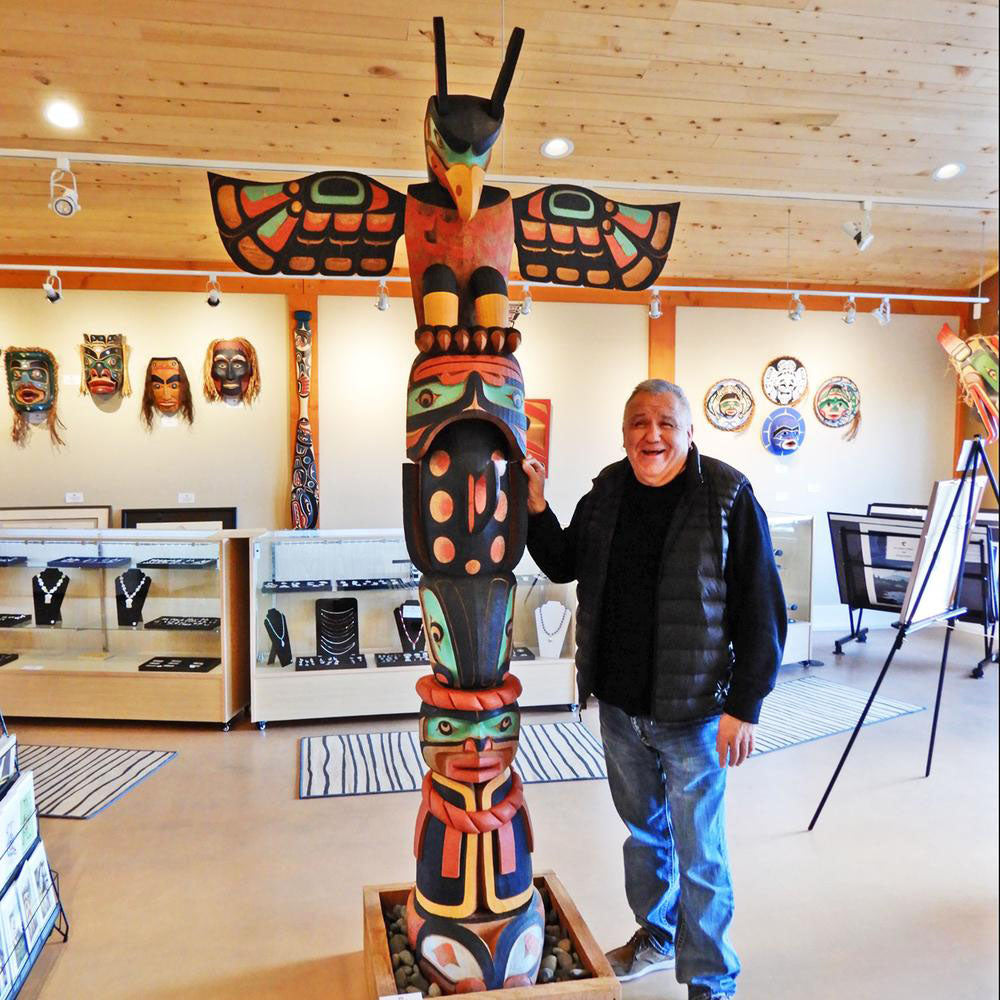 Thunderbird, Orca and Chief Totem Pole by Kwakwaka'wakw Master Carver Calvin Hunt