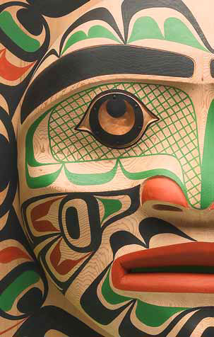 Moon Mask with Salmon Design by Kwagul Master Carver Calvin Hunt