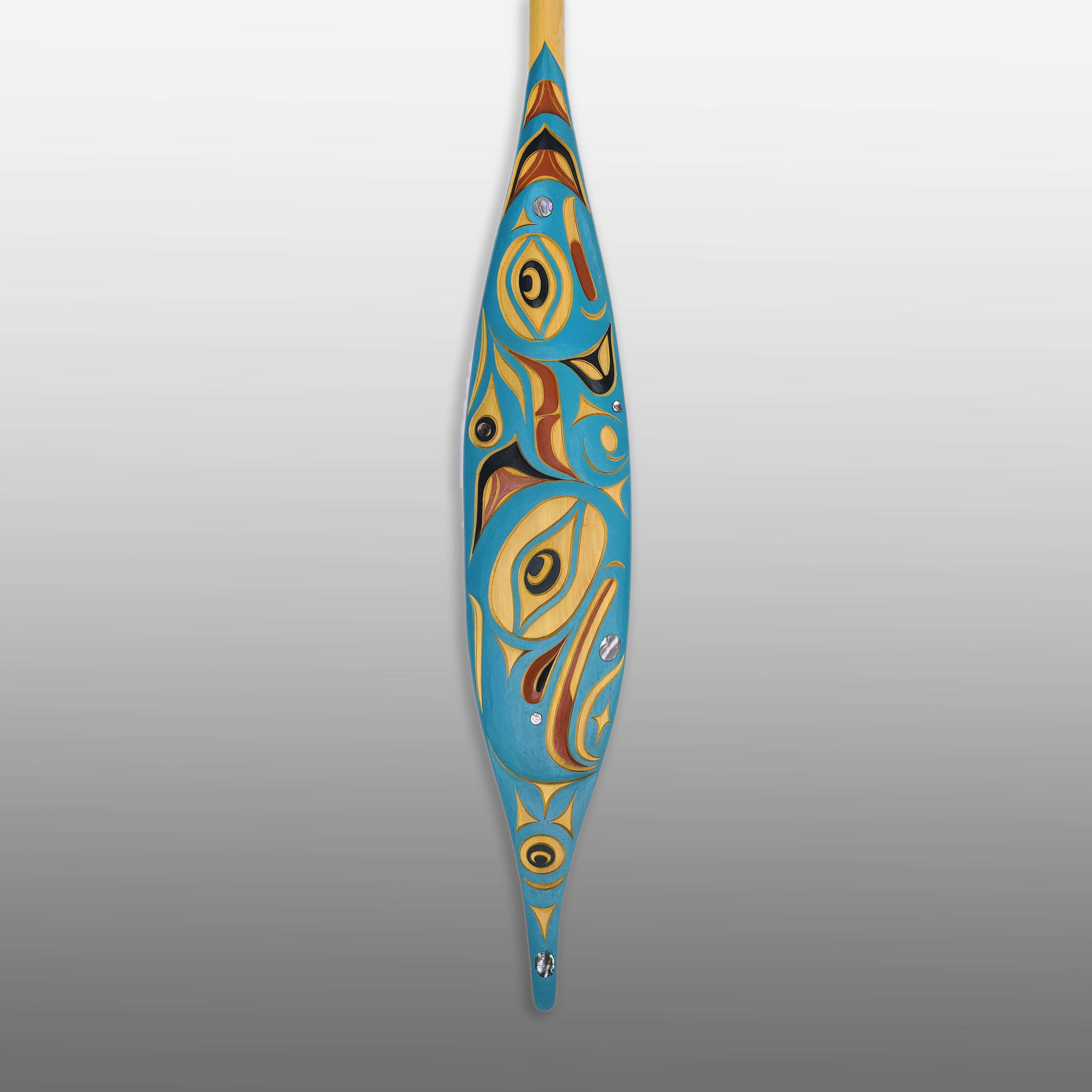 Double-sided Rave and Sea Serpent Paddle by Nuu-chah-nulth carver Joshua Prescott