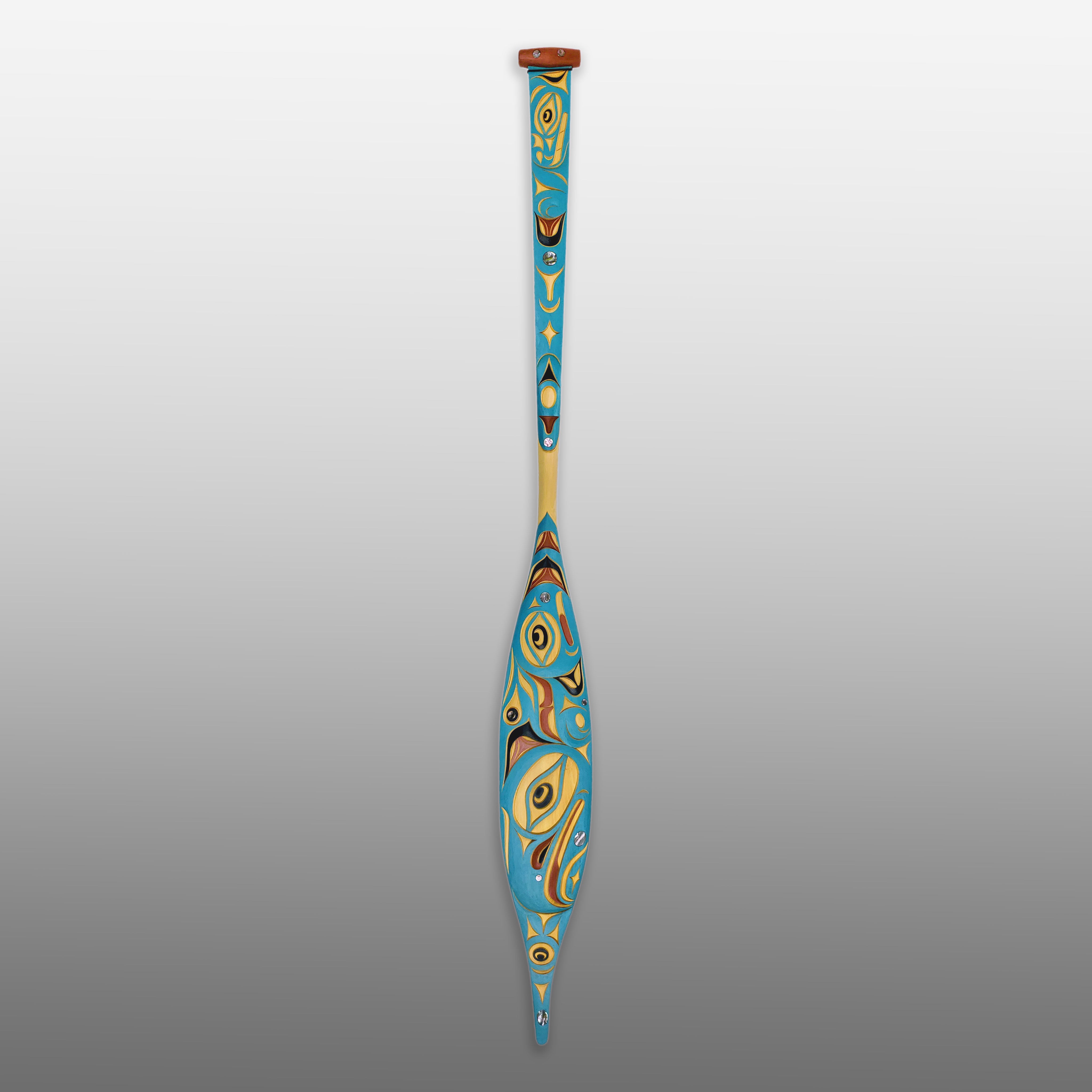 Double-sided Rave and Sea Serpent Paddle by Nuu-chah-nulth carver Joshua Prescott