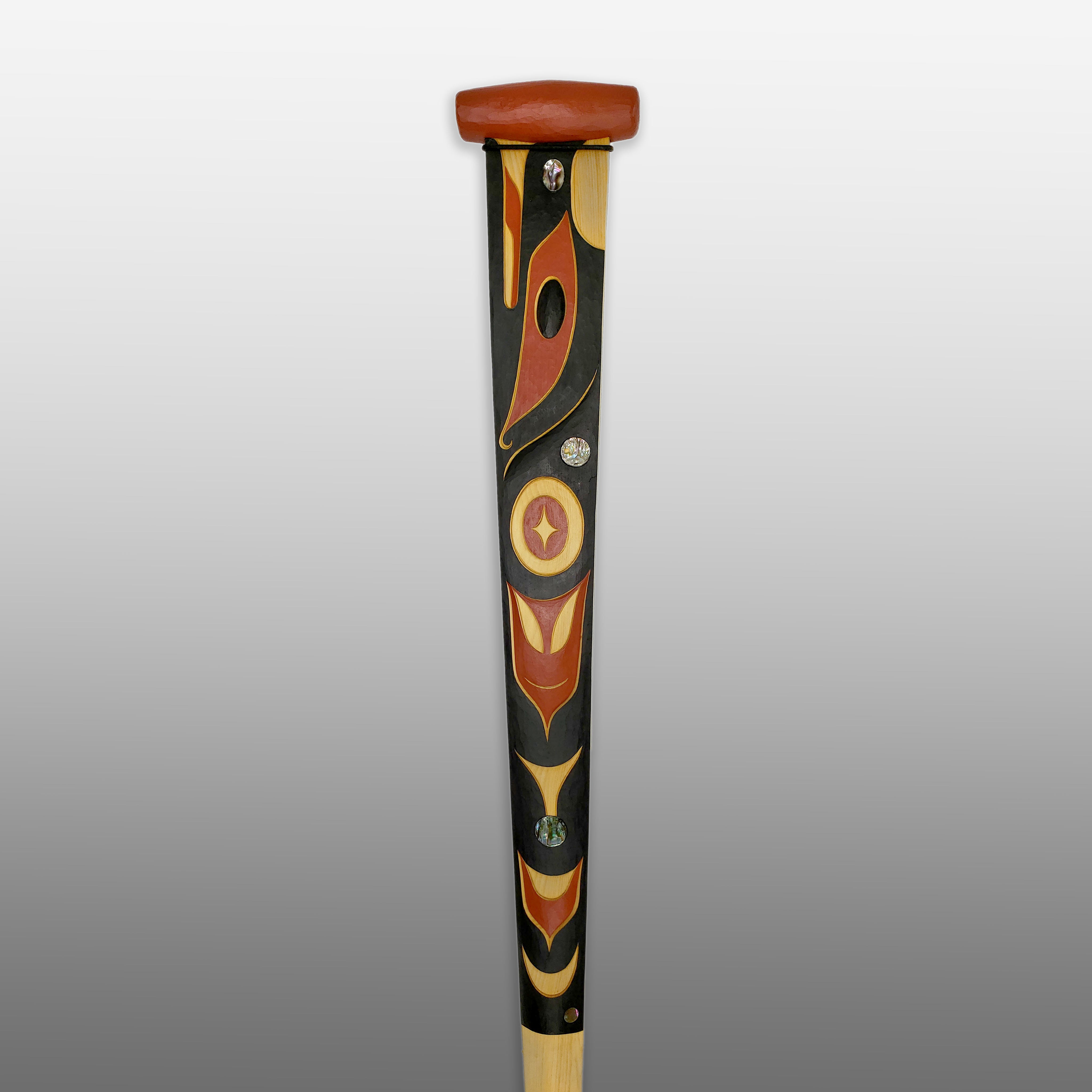 Double-sided Rave and Sea Serpent Paddle by Nuu-chah-nulth carver Joshua Prescott