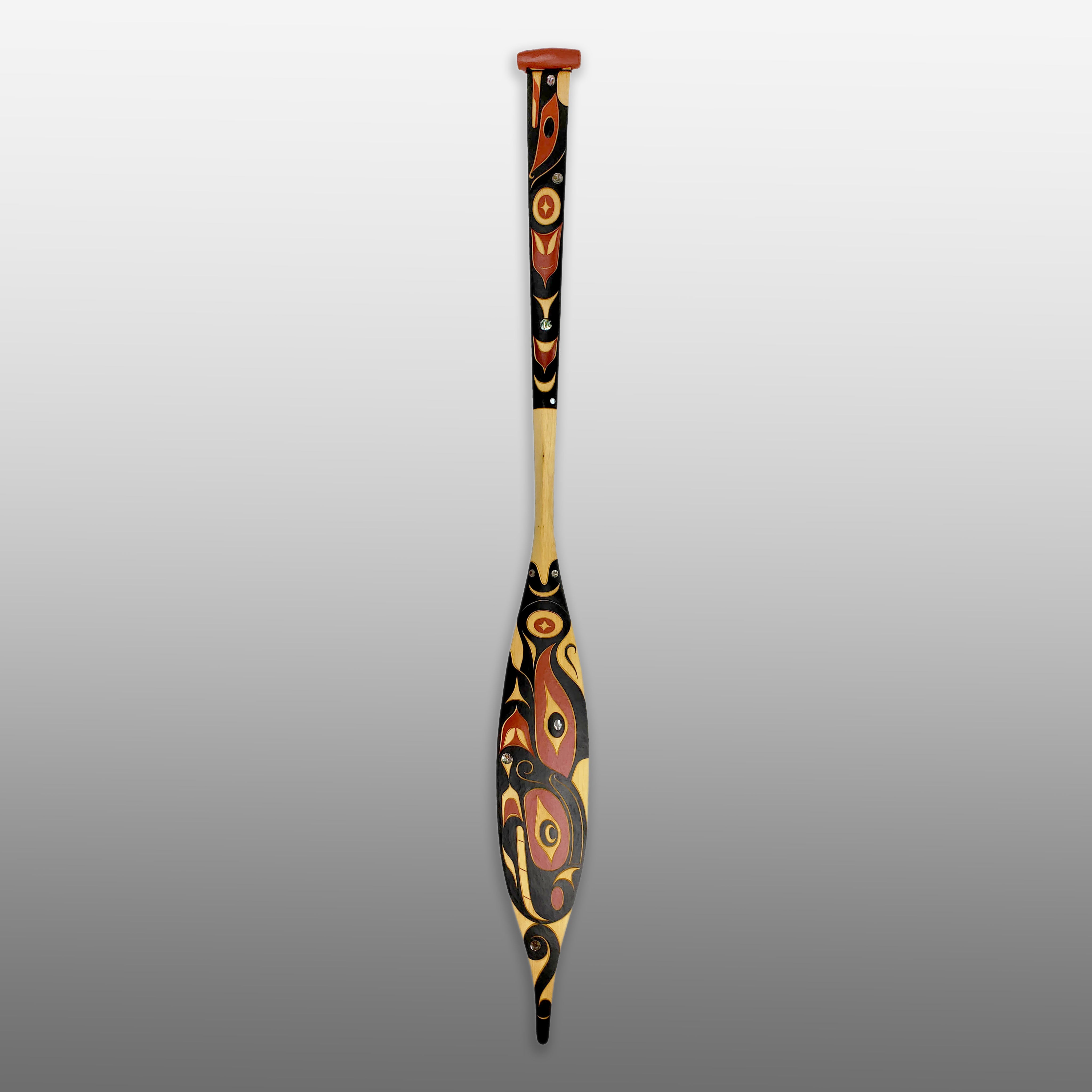 Double-sided Rave and Sea Serpent Paddle by Nuu-chah-nulth carver Joshua Prescott