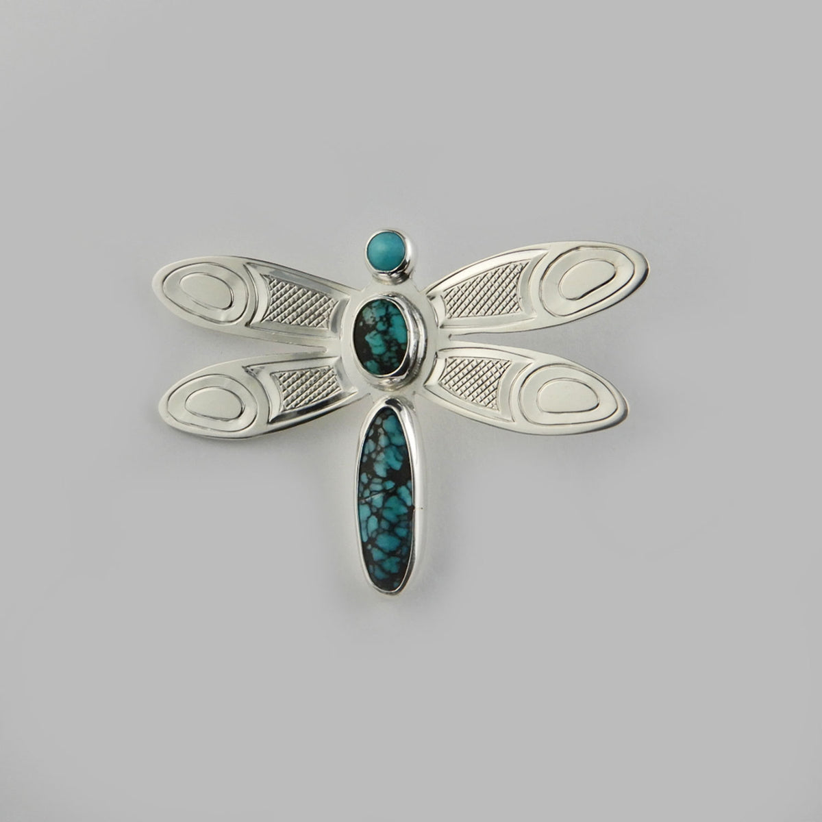 Dragonfly Silver & Turquoise Pendant by Cree artist Justin Rivard – Spirits  of the West Coast Art Gallery Inc