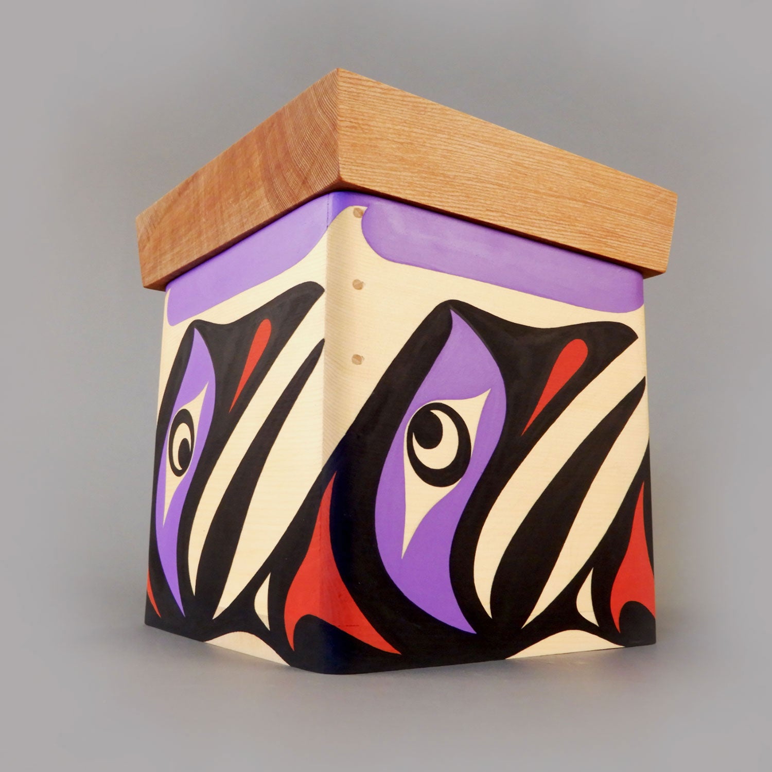Hummingbirds Cedar Bentwood Box by Kwakiutl carver Trevor Hunt