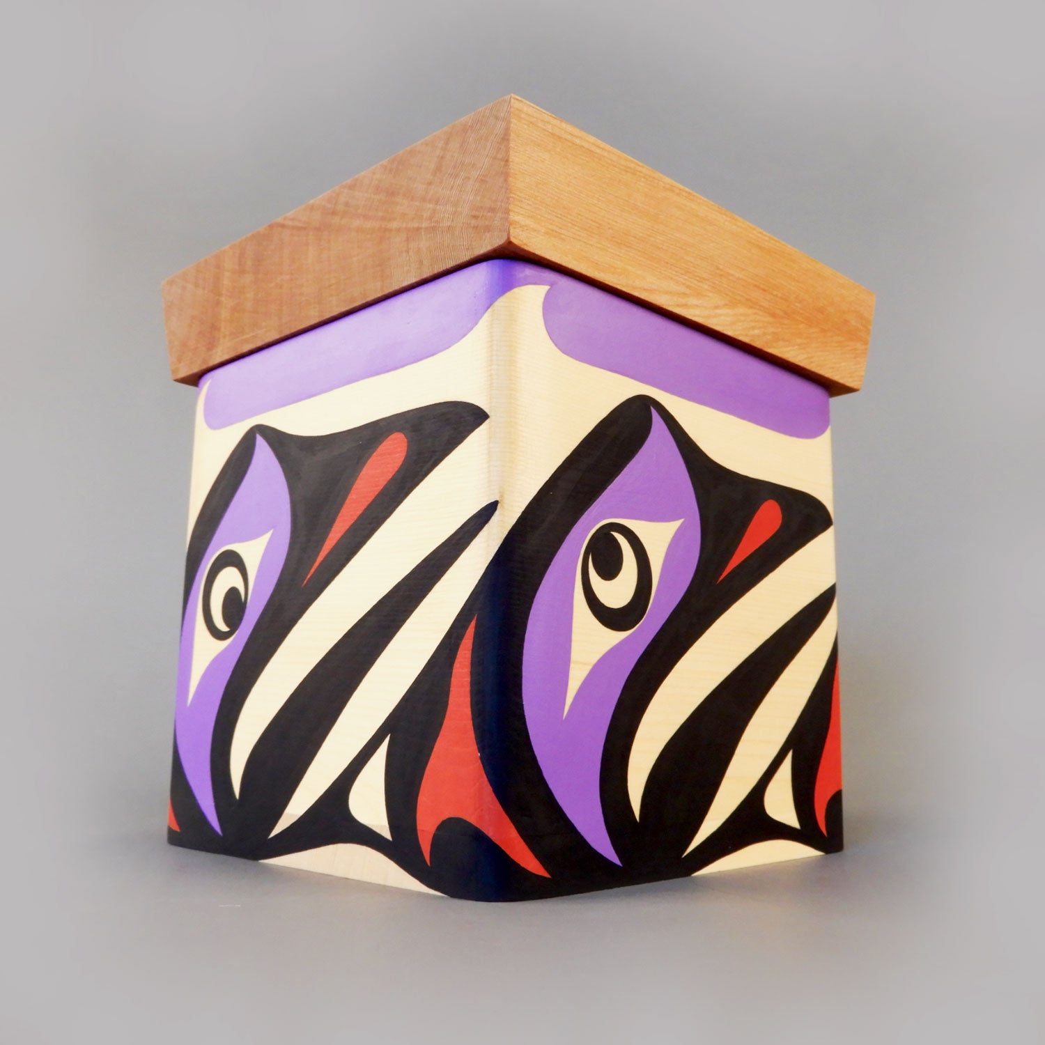 Hummingbirds Cedar Bentwood Box by Kwakiutl carver Trevor Hunt