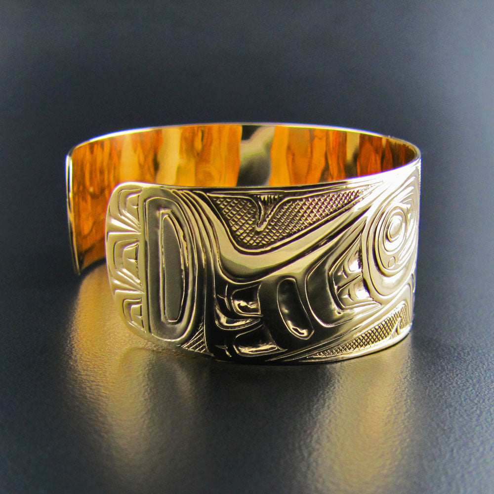 First Nations Gold Raven Steals the Light Bracelet by Haida artist Carmen Goertzen