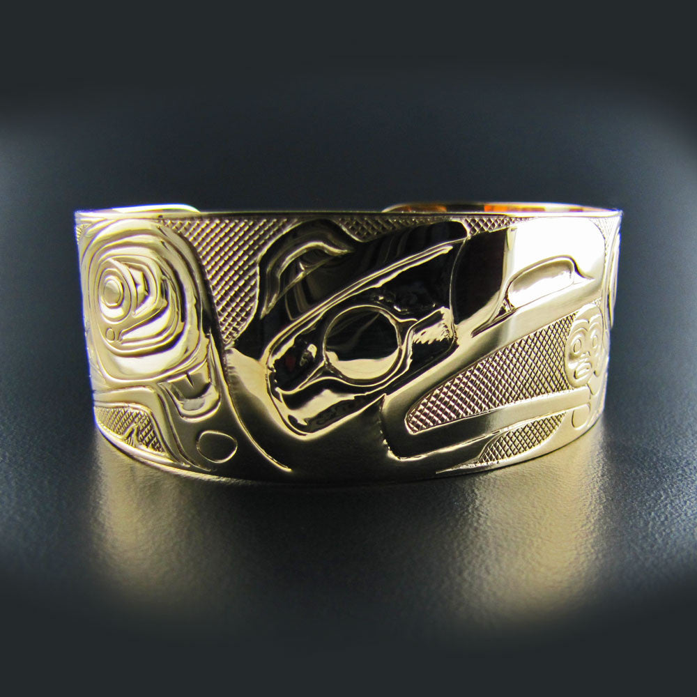 First Nations Gold Raven Steals the Light Bracelet by Haida artist Carmen Goertzen
