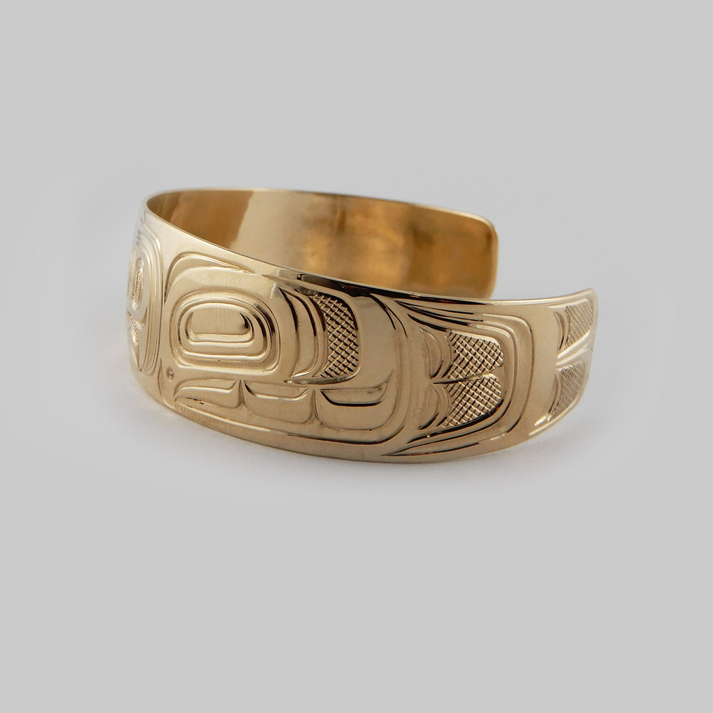 Gold First Nations Eagle Bracelet by Kwakwaka'wakw artist Joe Wilson