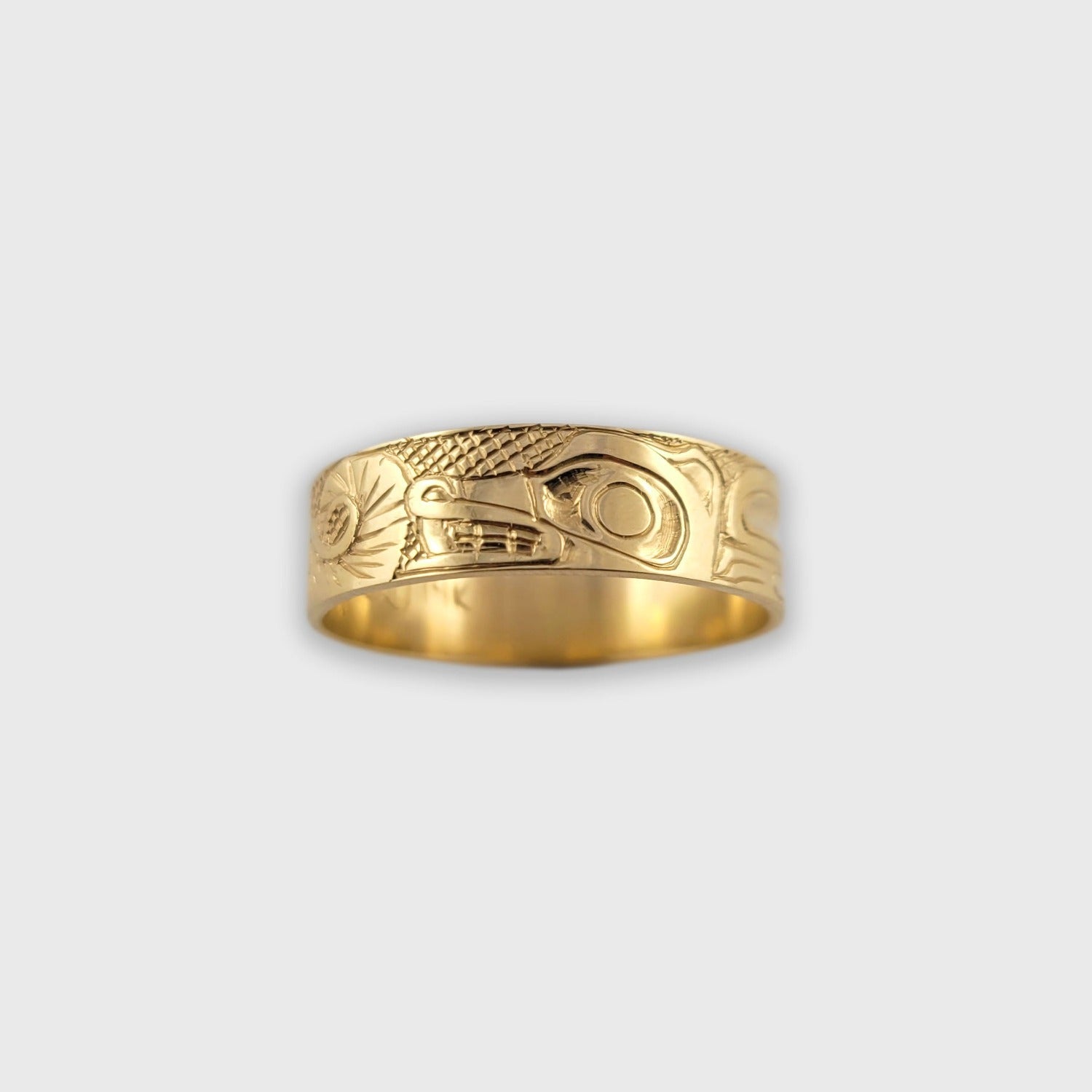 Gold Wolf Ring by Haida artist Carmen Goertzen