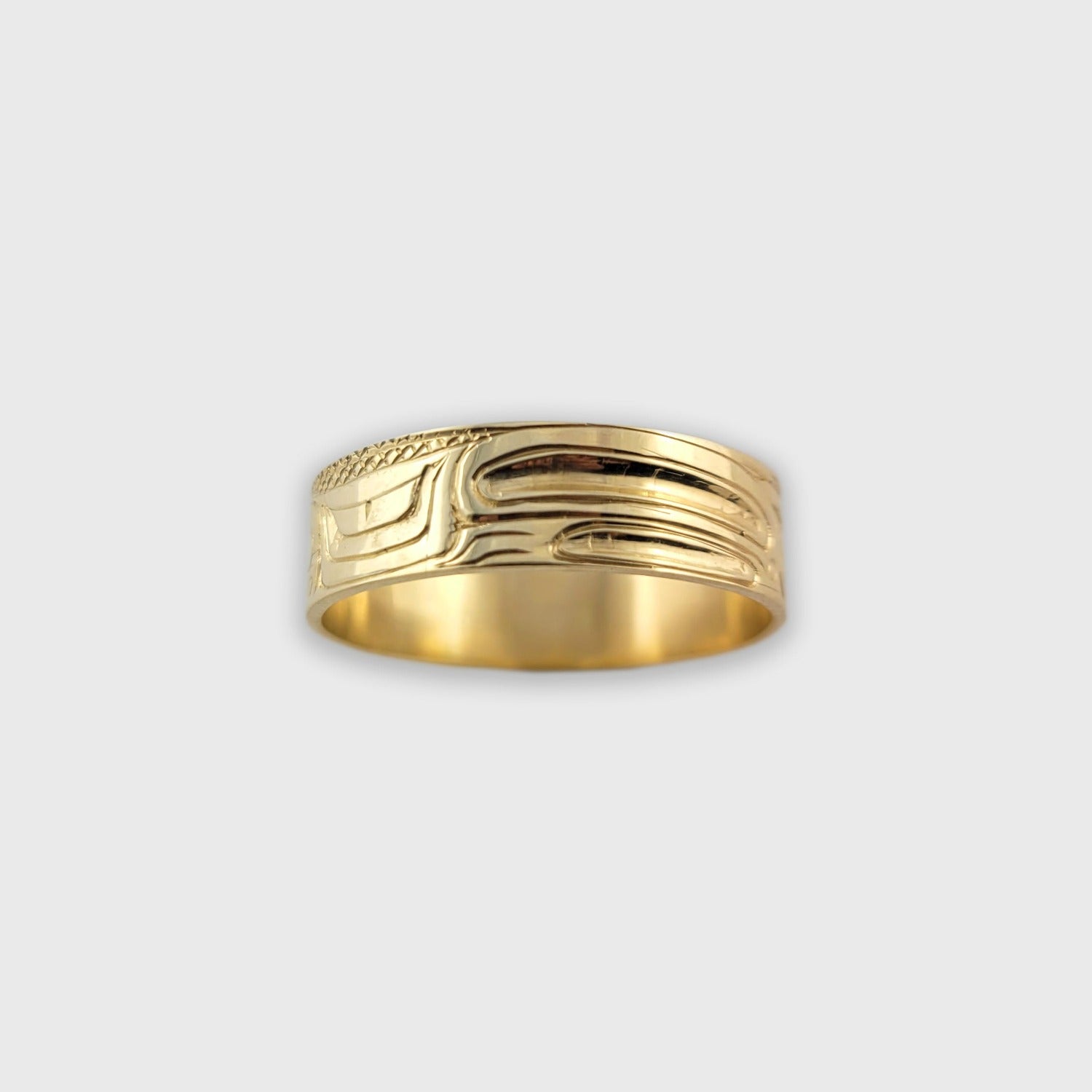 Gold Wolf Ring by Haida artist Carmen Goertzen