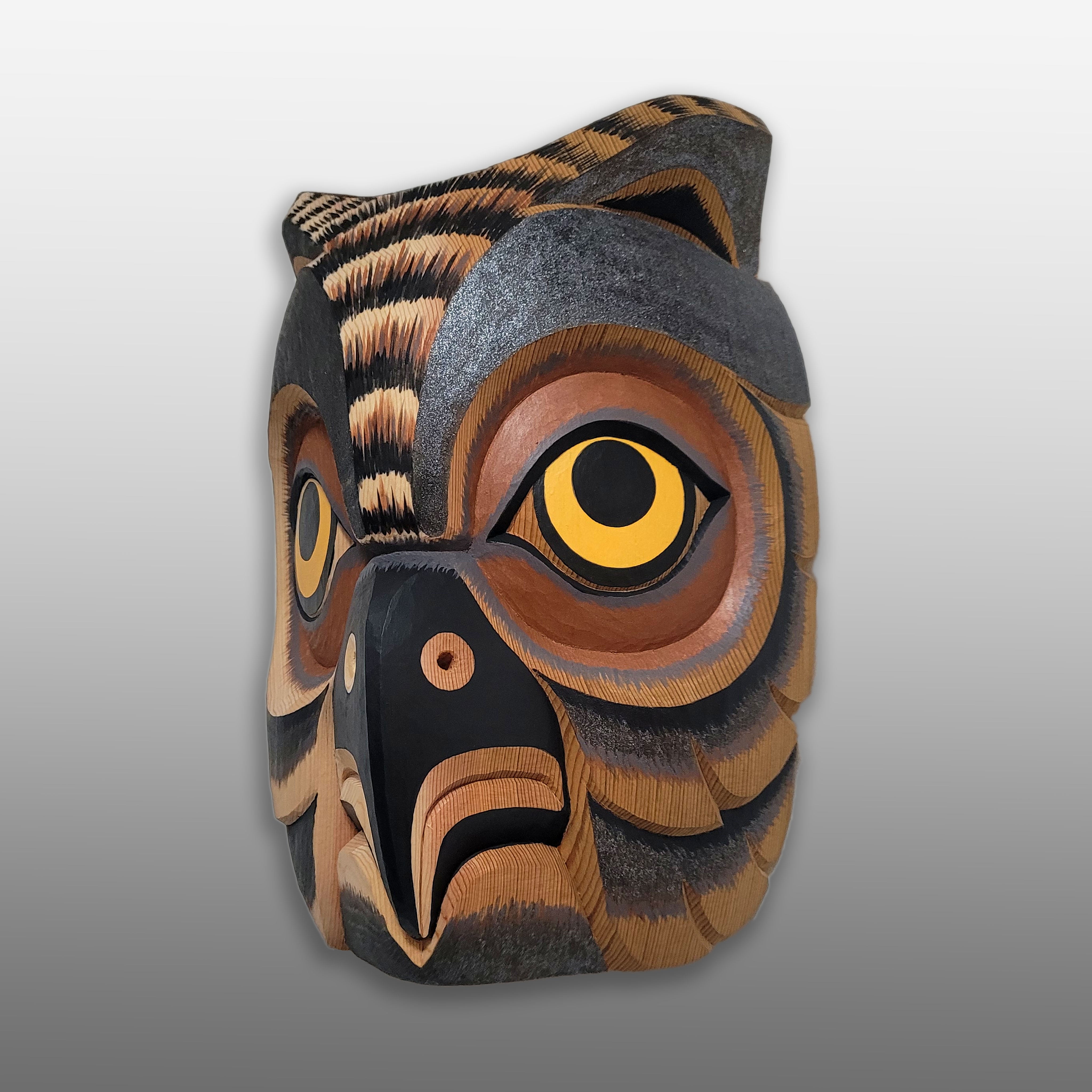 Red Cedar Horned Owl Mask by Kwakwaka'wakw carver Greg Henderson