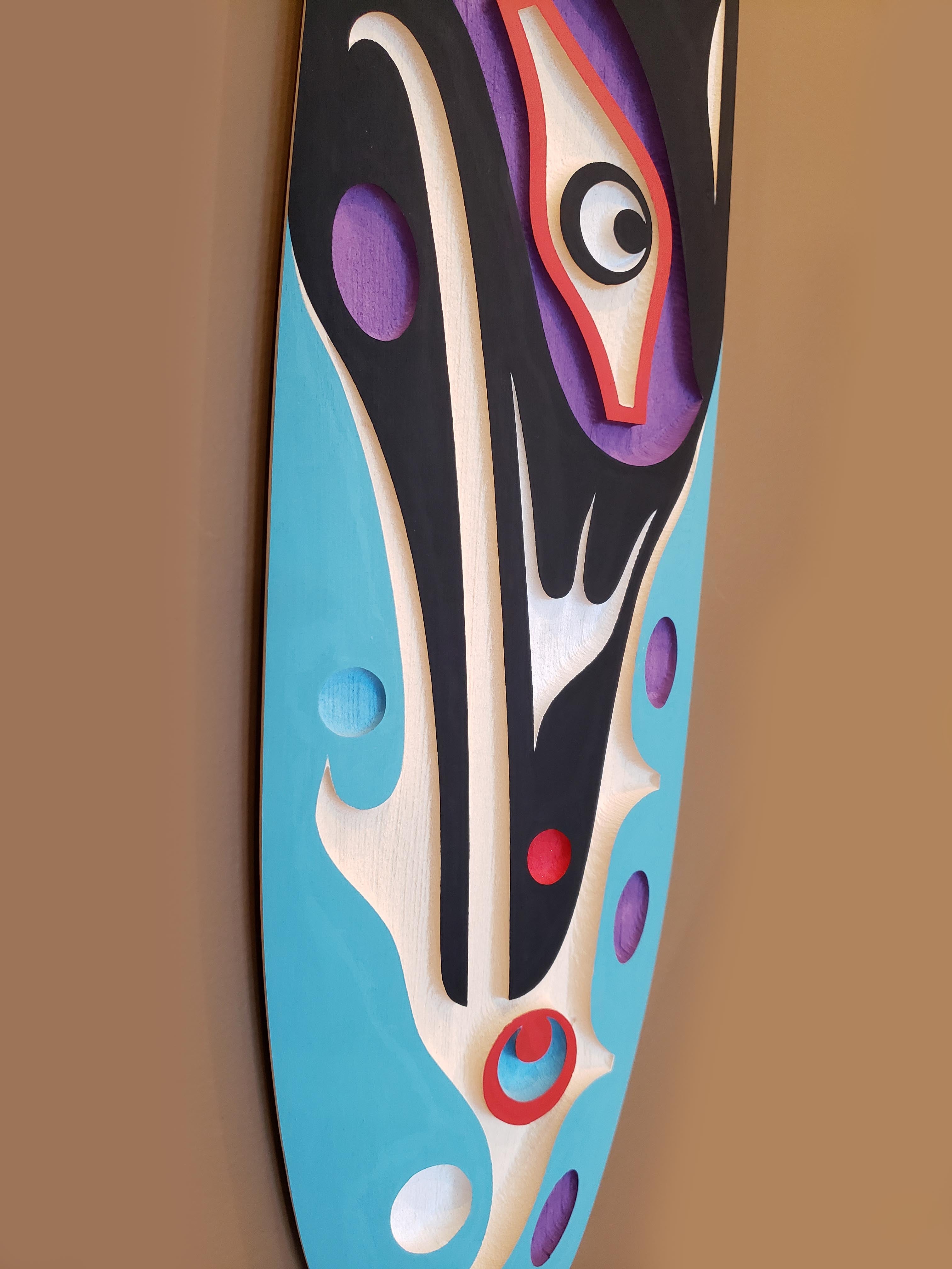 Sandblasted First Nations Paddle by Kwakiutl artist Trevor Hunt