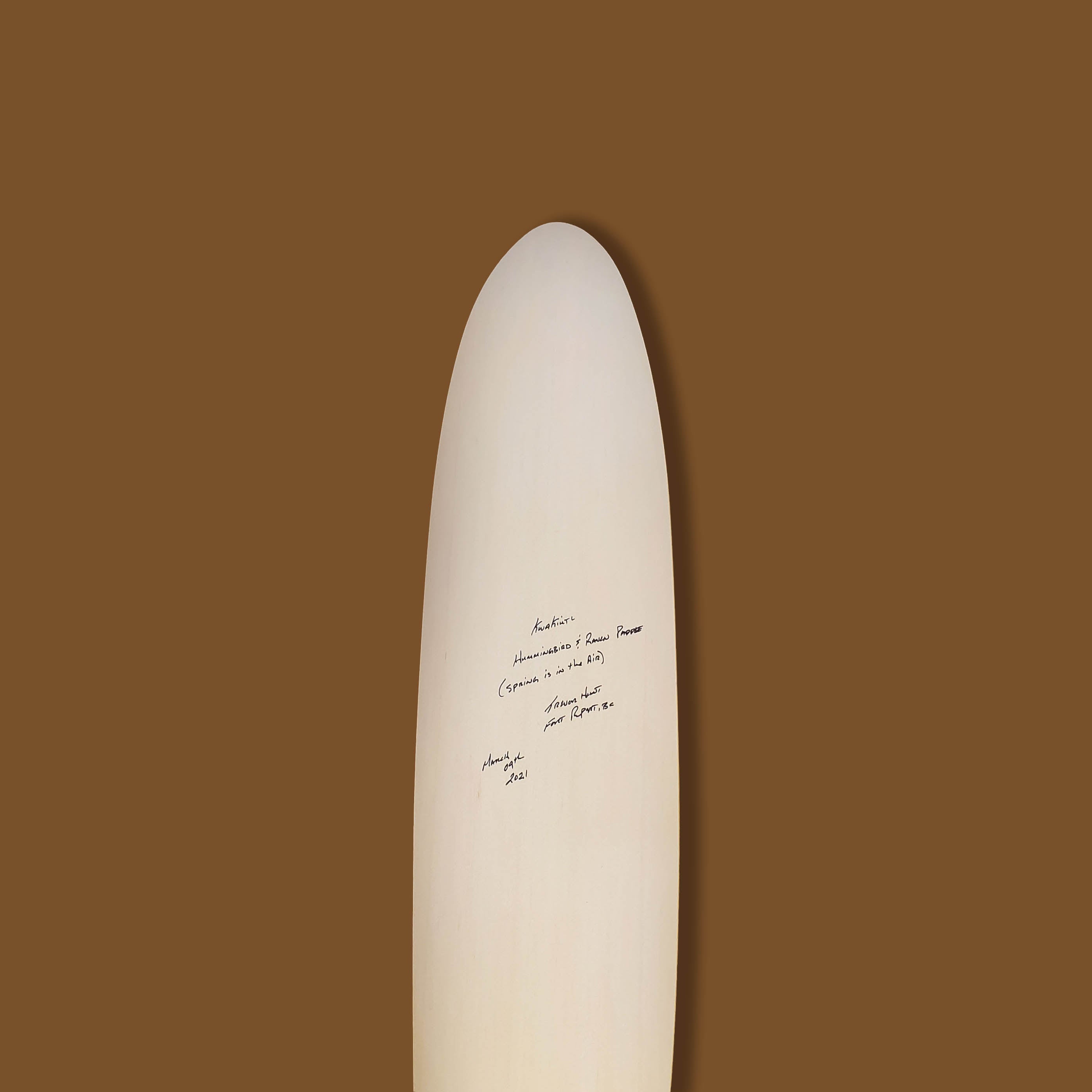 Sandblasted First Nations Paddle by Kwakiutl artist Trevor Hunt