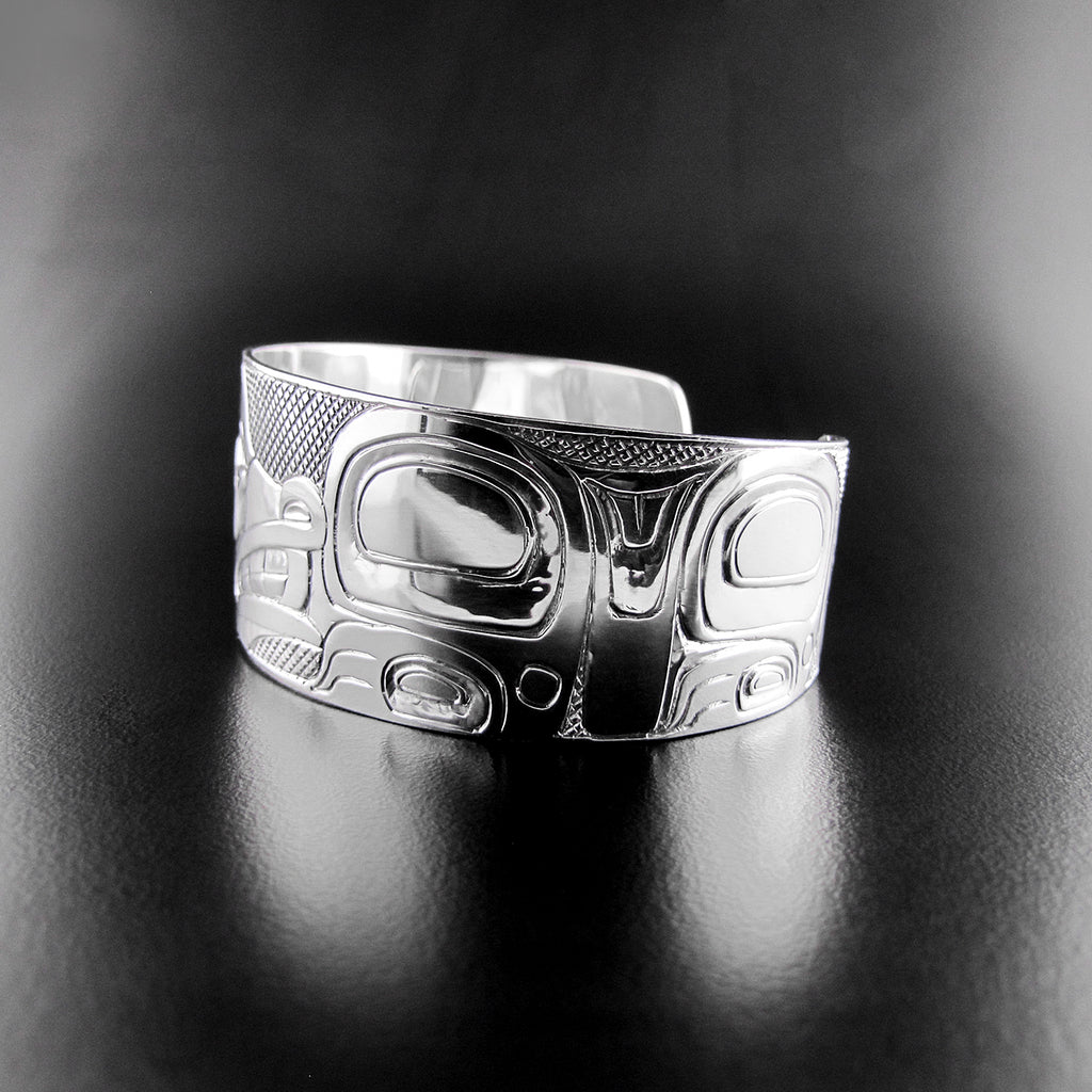 Silver Wolf Bracelet by Haida artist Carmen Goertzen