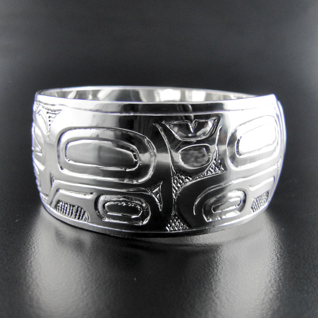 First Nations Silver Bear Bracelet by Haida artist Nelson Cross