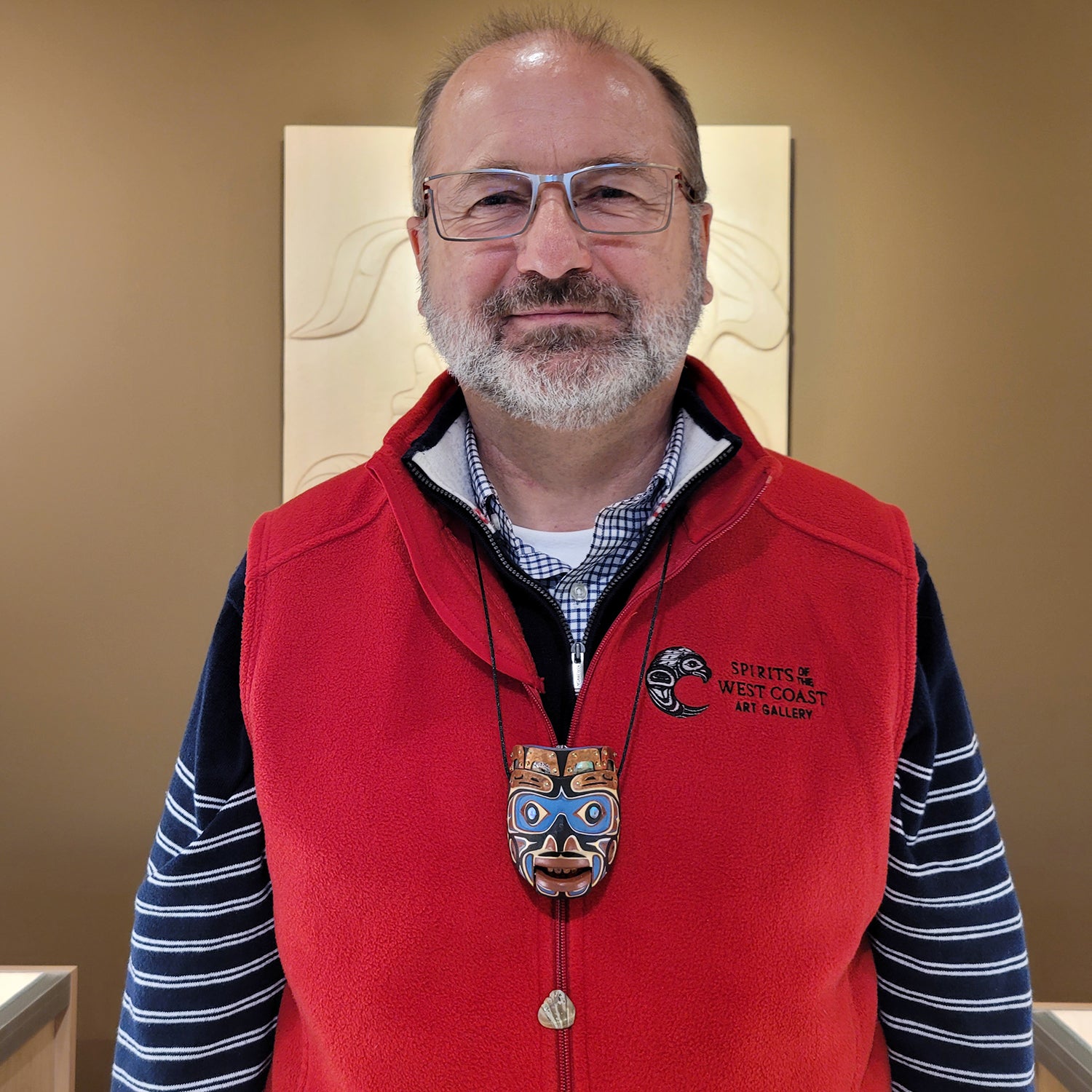 Wood King of the Undersea Mask Pendant by Kwakwaka'wakw carver Kevin Cranmer