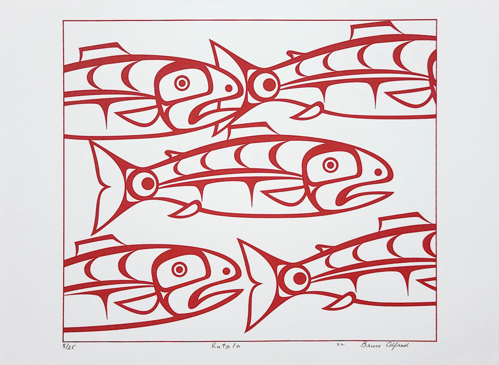 First Nations Salmon Print by Kwakwaka'wakw artist Bruce Alfred