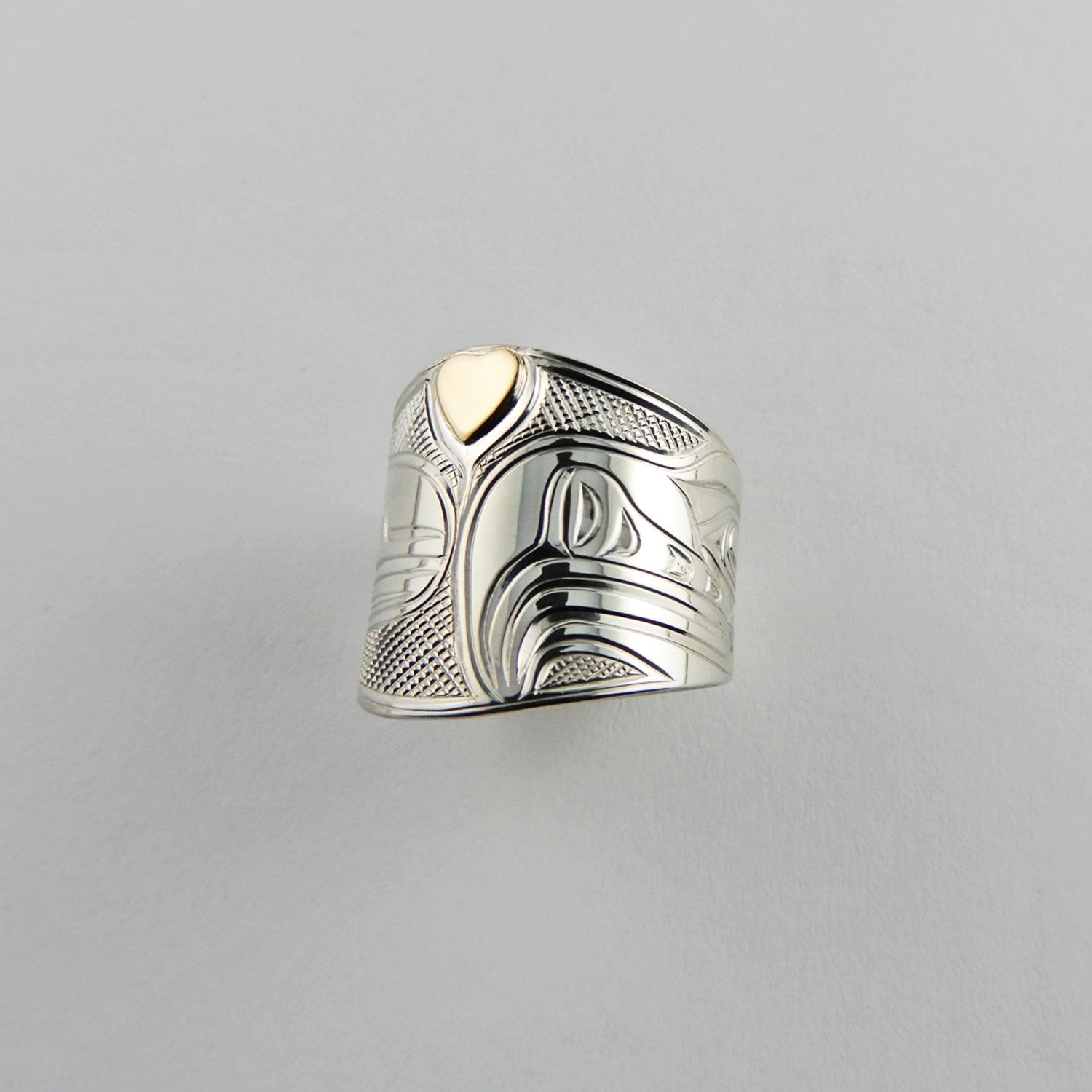 Silver and Gold Love Bird Ring by Kwakwaka'wakw artist Chris Cook