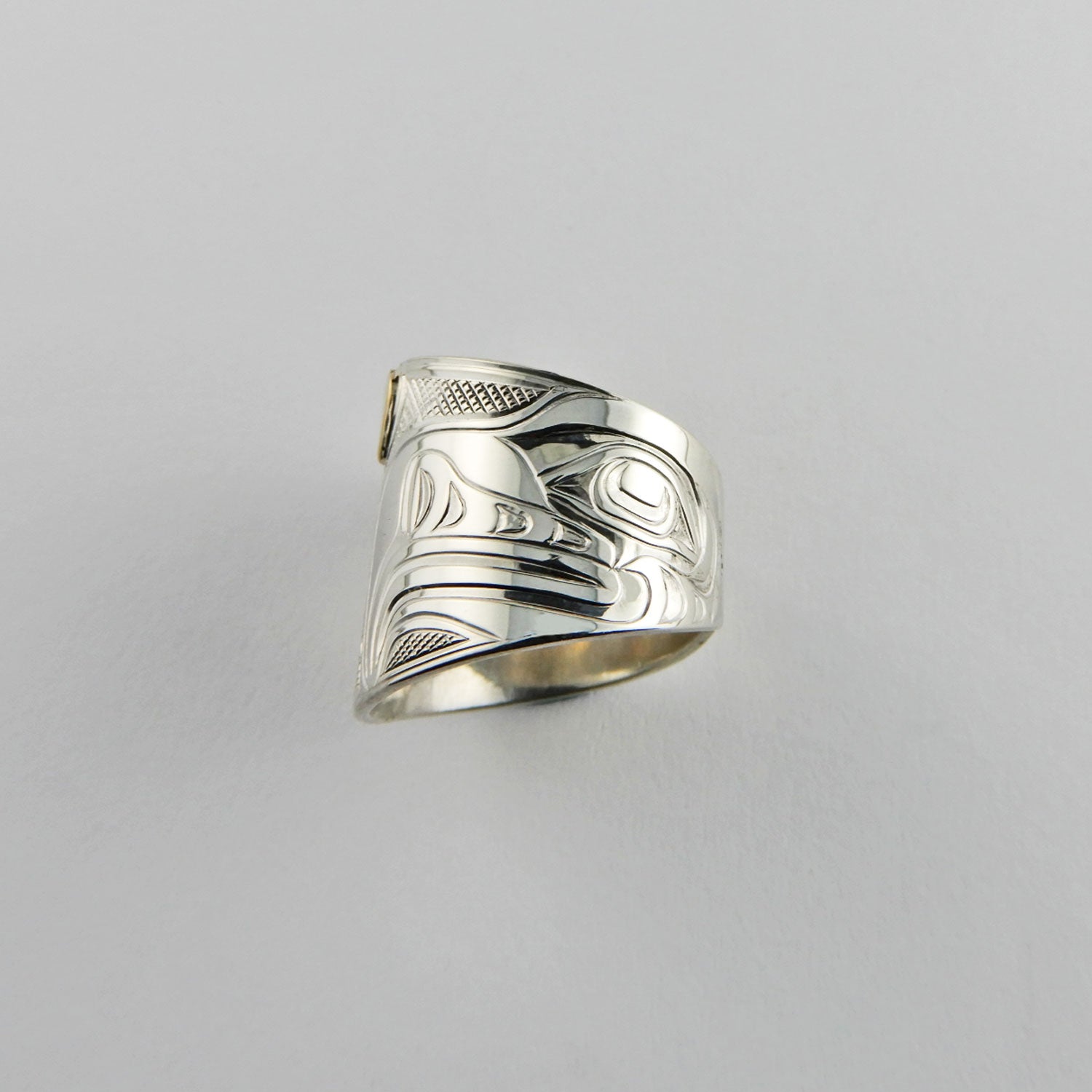 Silver and Gold Love Bird Ring by Kwakwaka'wakw artist Chris Cook