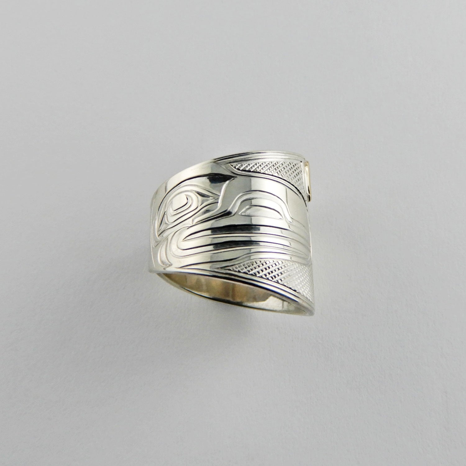 Silver and Gold Love Bird Ring by Kwakwaka'wakw artist Chris Cook
