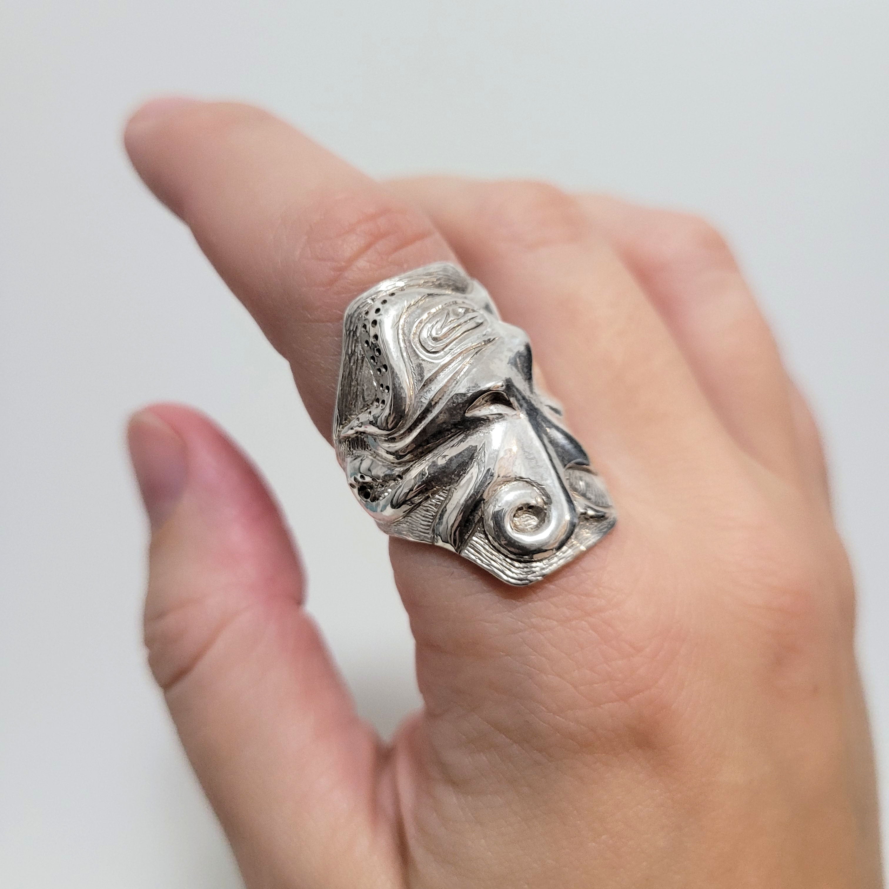 Silver Hammered Octopus Ring by Kwakwaka'wakw artist Gus Cook