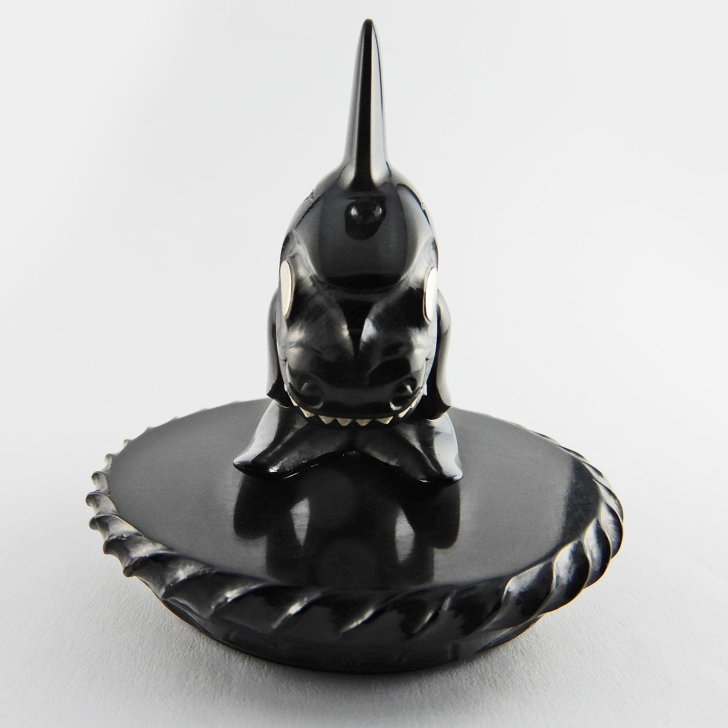 Argillite and Silver Orca and Shark Box by Haida carver Wayne Wilson