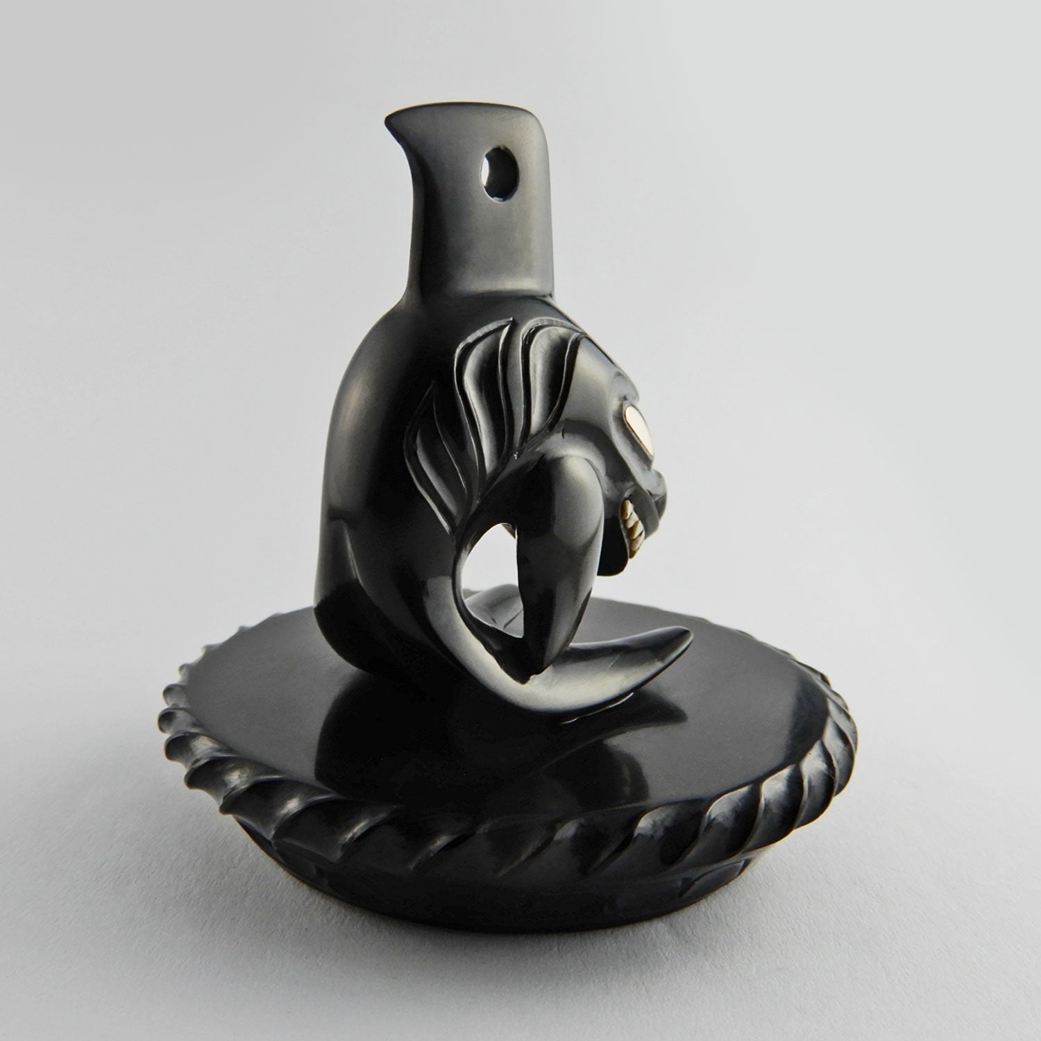 Argillite and Silver Orca and Shark Box by Haida carver Wayne Wilson