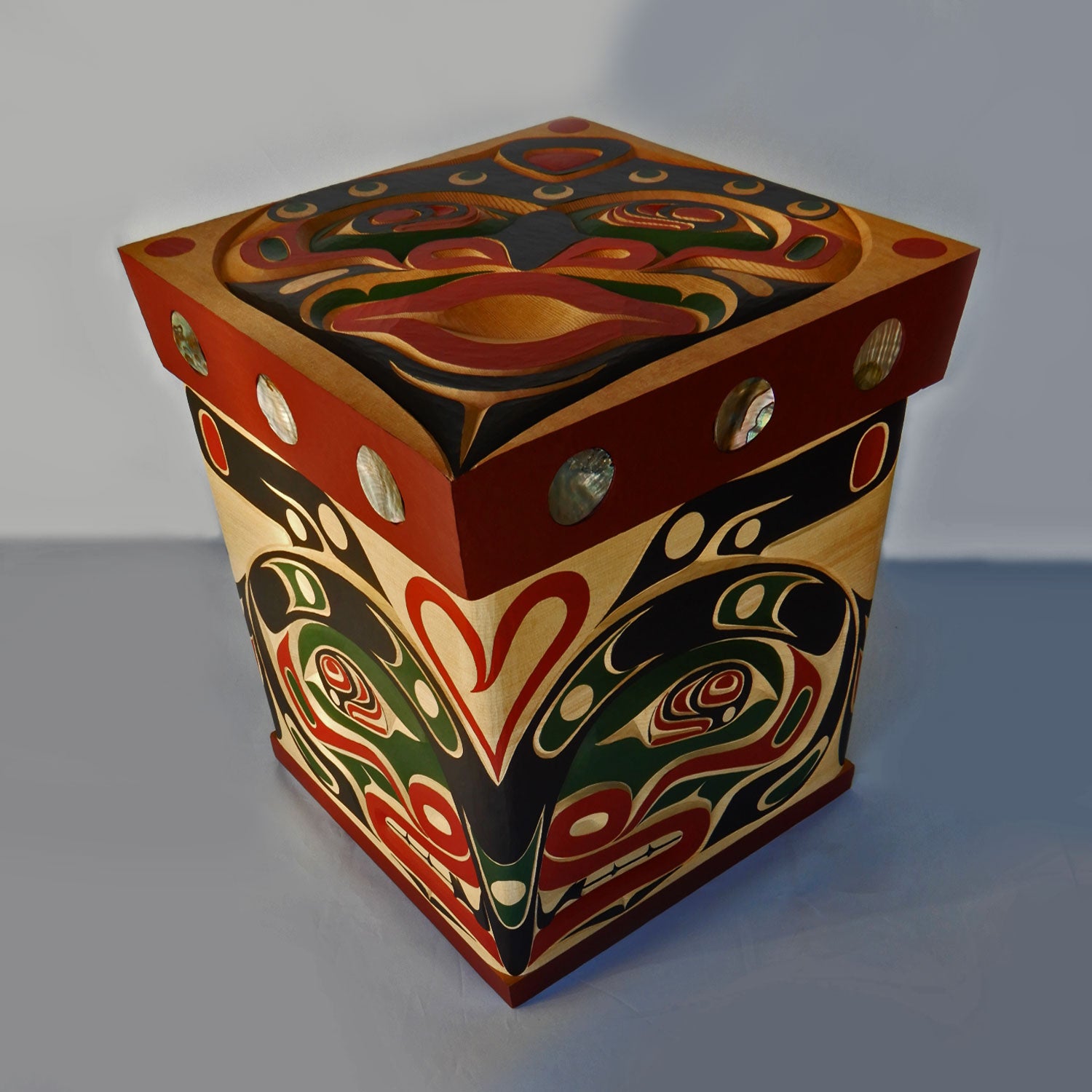 Orca or Killer Whale Cedar Bentwood Box by Kwakwaka'wakw carver Junior Henderson