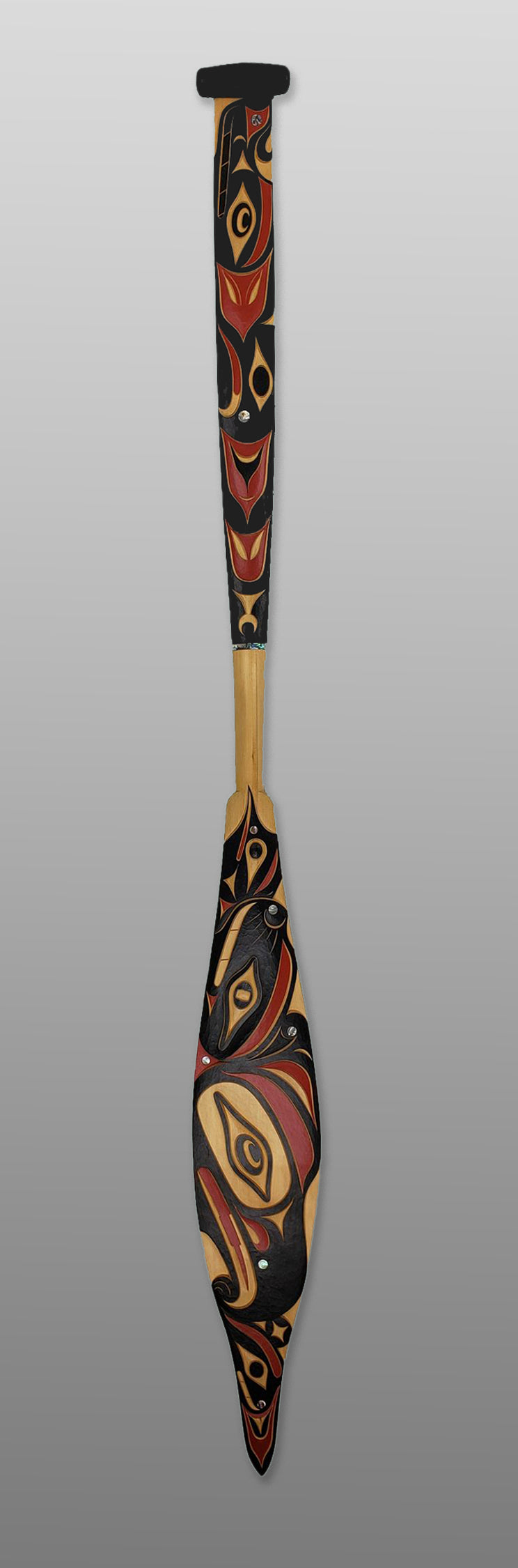 Double-sided Thunderbird and Lightning Snake Paddle by Nuu-chah-nulth carver Joshua Prescott