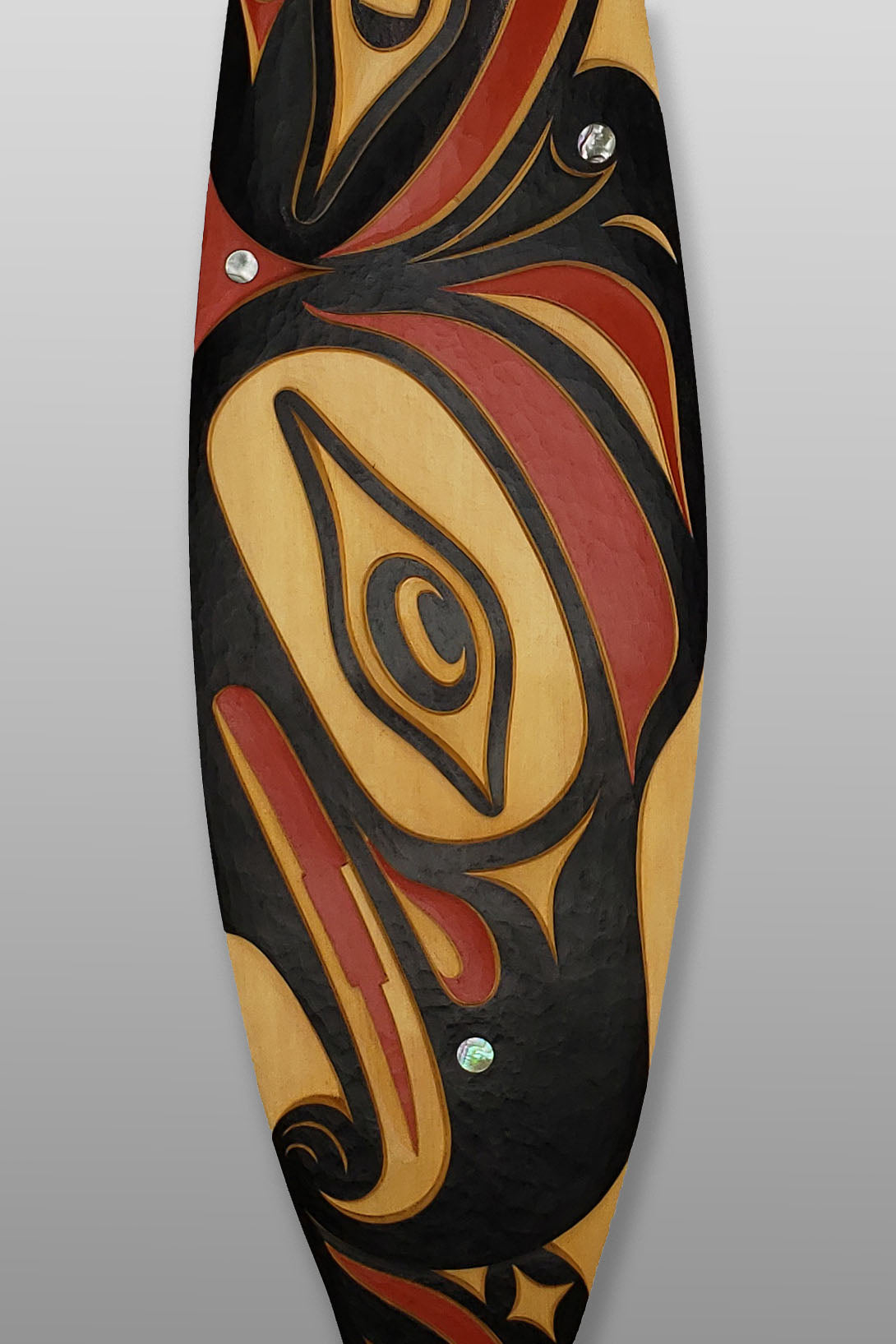 Double-sided Thunderbird and Lightning Snake Paddle by Nuu-chah-nulth carver Joshua Prescott