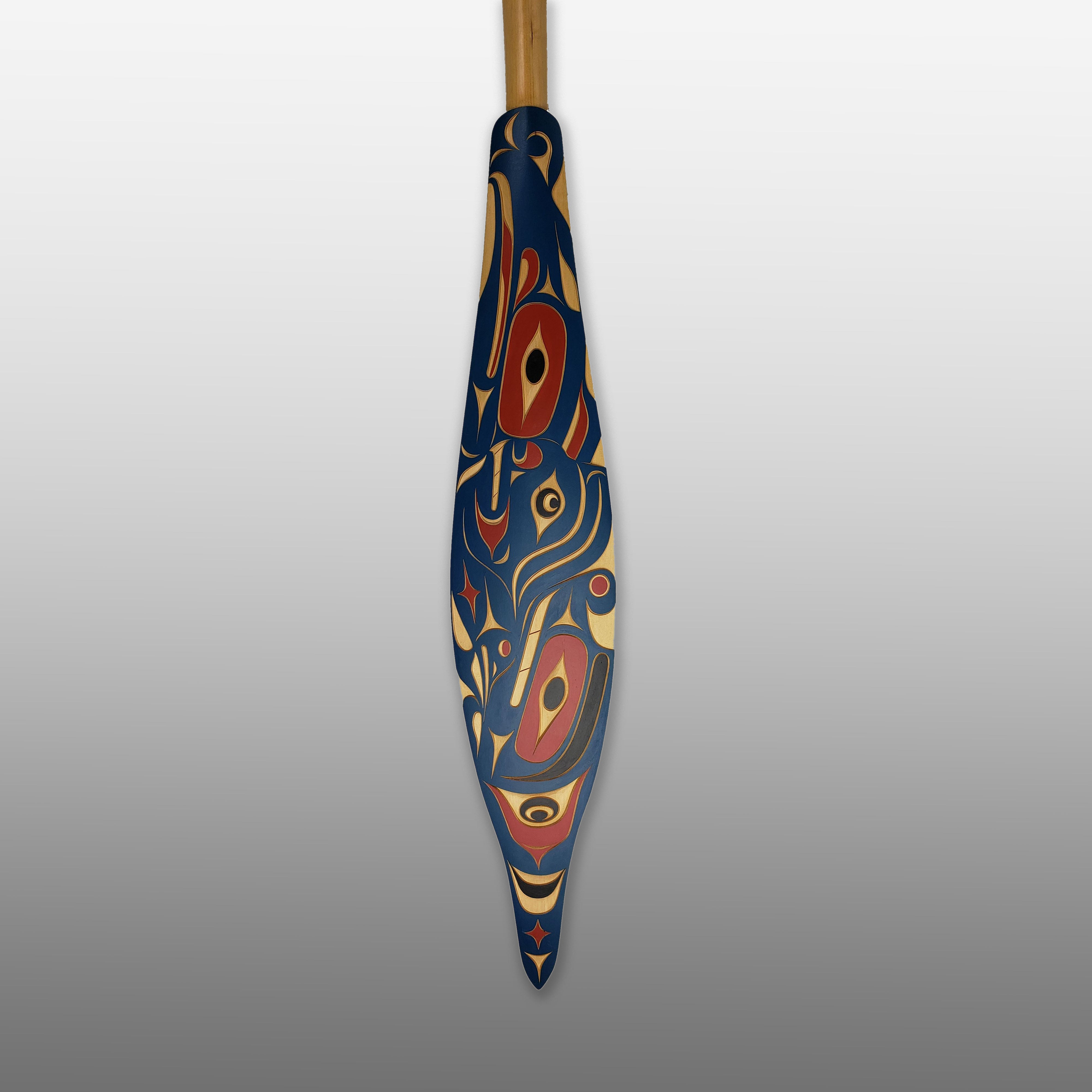 Double-sided Thunderbird and Lightning Snake Paddle by Nuu-chah-nulth carver Joshua Prescott