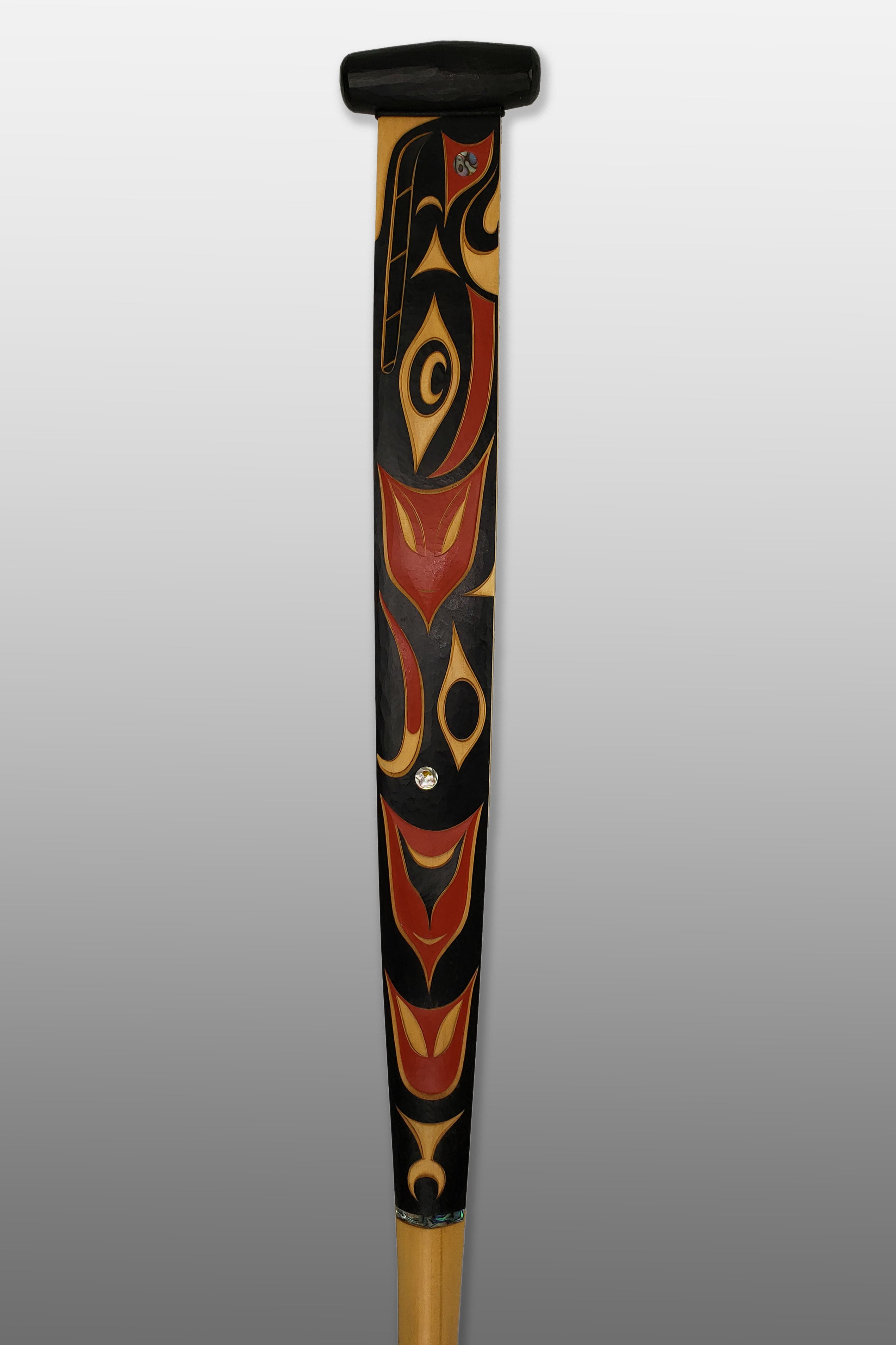 Double-sided Thunderbird and Lightning Snake Paddle by Nuu-chah-nulth carver Joshua Prescott