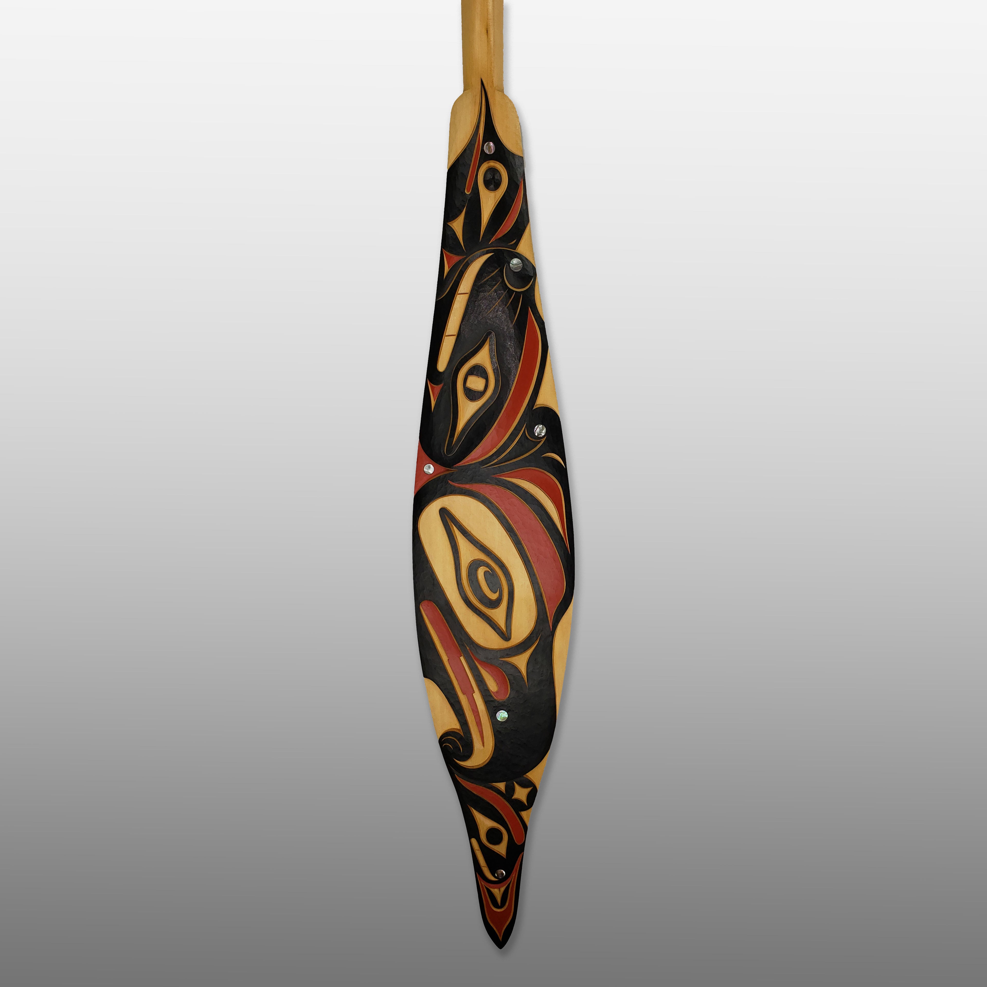 Double-sided Thunderbird and Lightning Snake Paddle by Nuu-chah-nulth carver Joshua Prescott