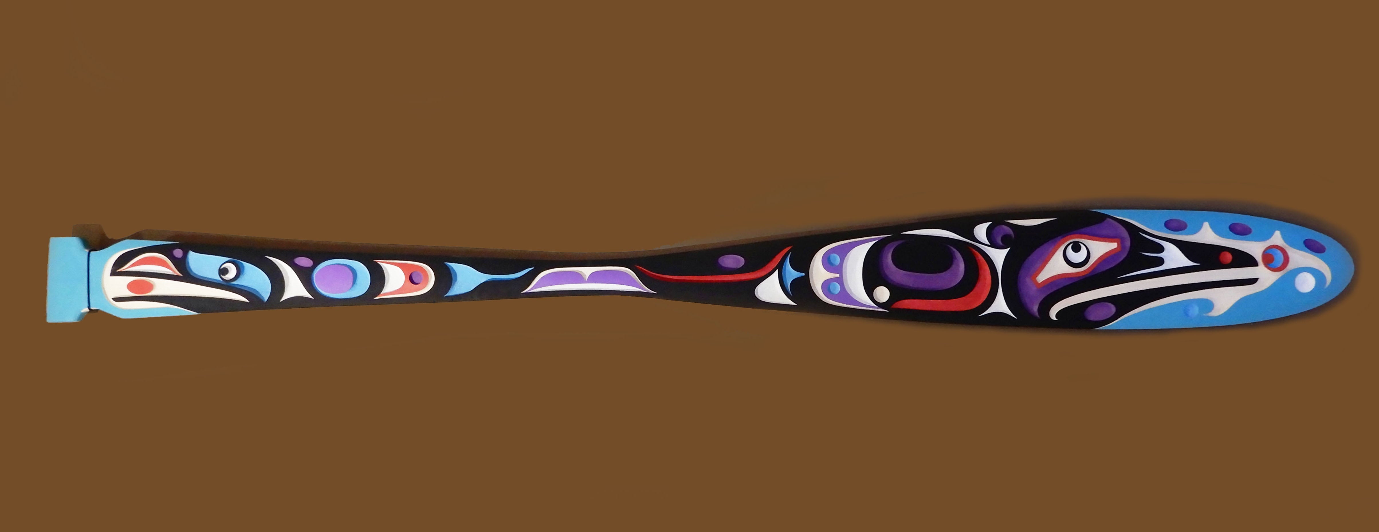 Sandblasted First Nations Paddle by Kwakiutl artist Trevor Hunt
